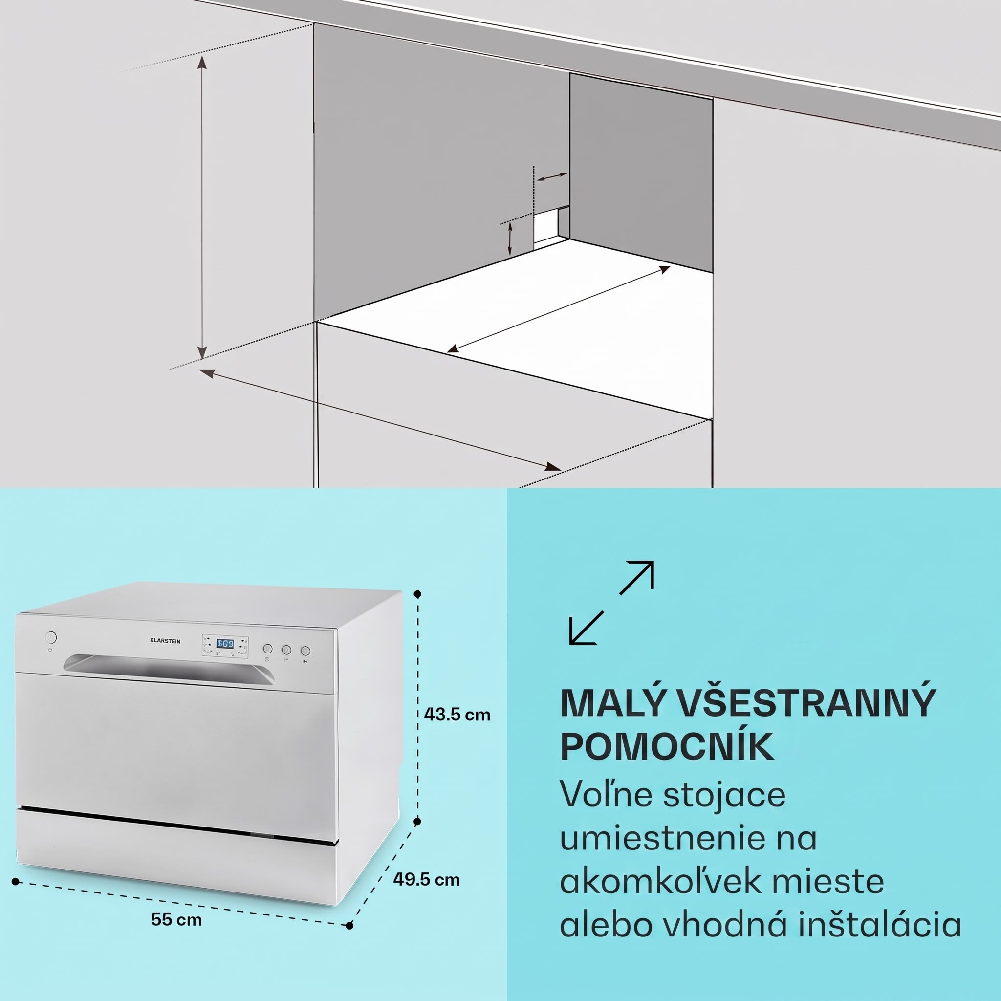 Klarstein Havasia UV 6, umývačka riadu, UV svetlo, 1380 W, voľne stojaca – Obrázok 5