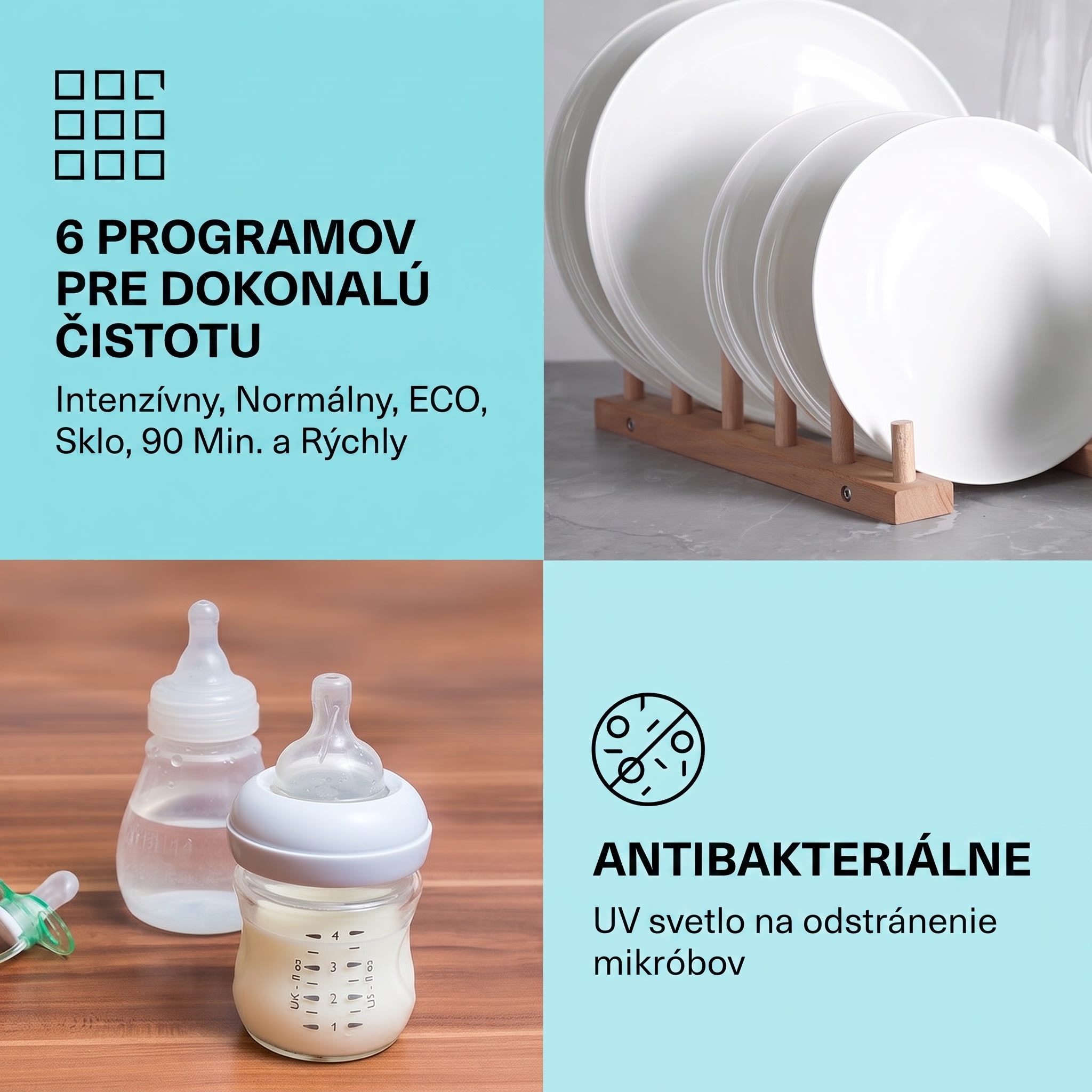 Klarstein Havasia UV 6, umývačka riadu, UV svetlo, 1380 W, voľne stojaca – Obrázok 3