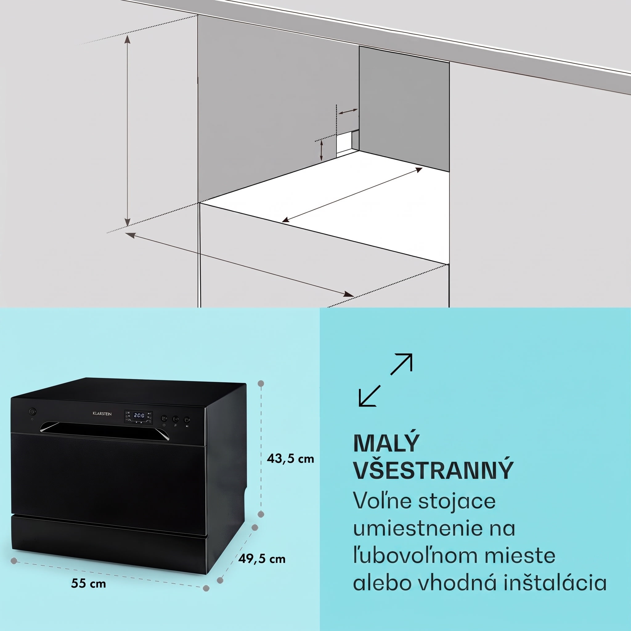 Klarstein Havasia UV 6, umývačka riadu, UV svetlo, 1380 W, voľne stojaca – Obrázok 5