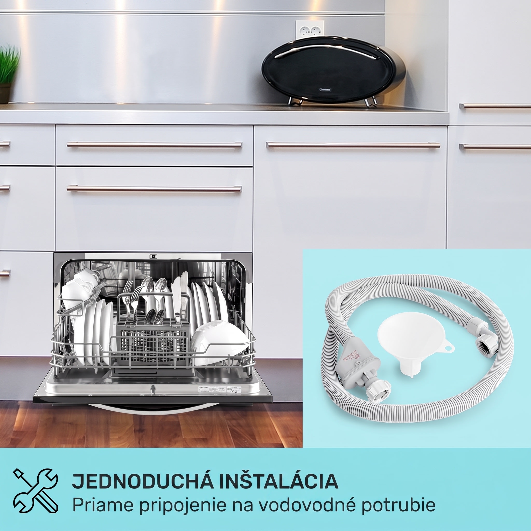 Klarstein Havasia UV 6 Luminance, umývačka riadu, UV svetlo, 1380 W, sklenená predná časť, voľne stojaca – Obrázok 4