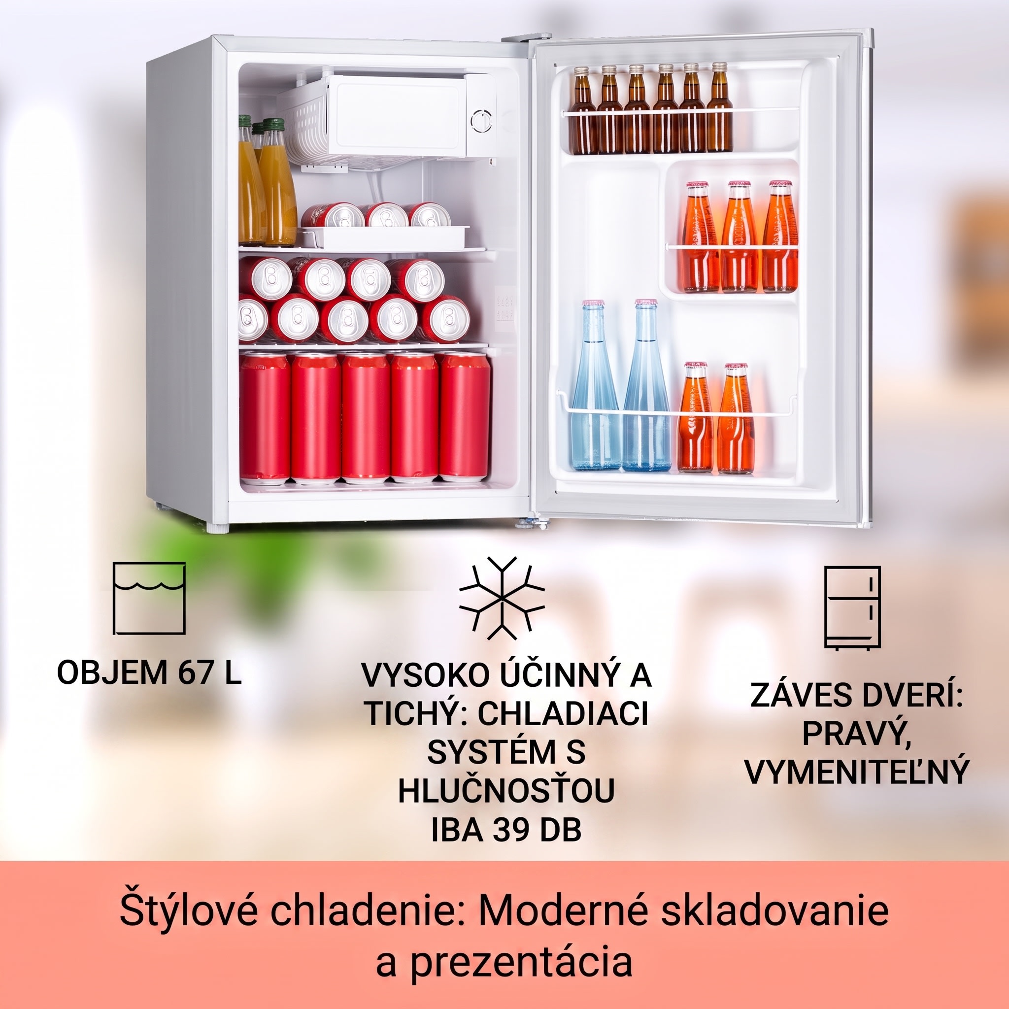 Klarstein Fargo 67 chladnička minibar 67 litrov / 4 litre mraznička kompaktná – Obrázok 2