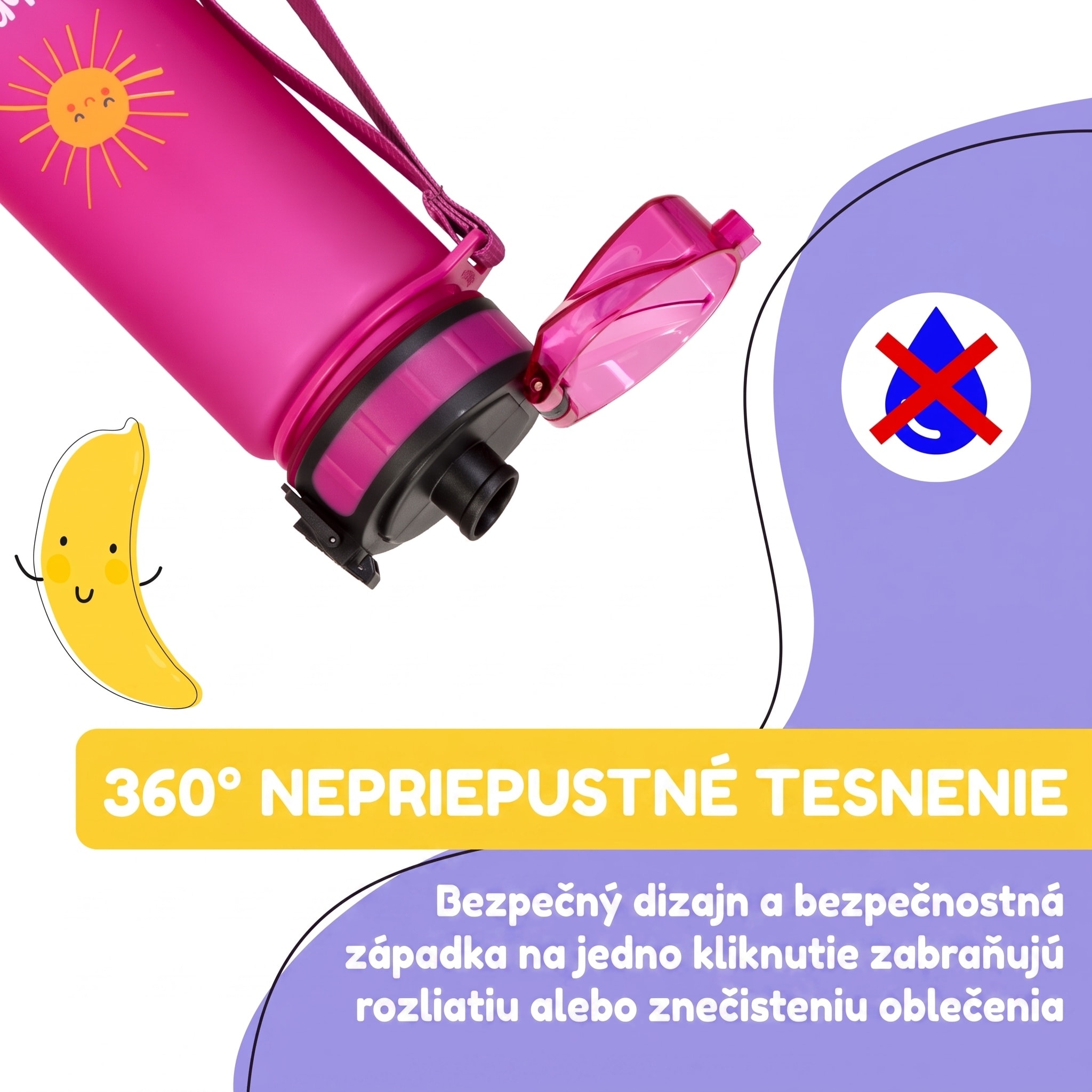 Klarstein Schmatzfatz Wakaba fľaša na pitie | 400 ml | Tritan | Popruh na prenášanie | Bez BPA – Obrázok 3