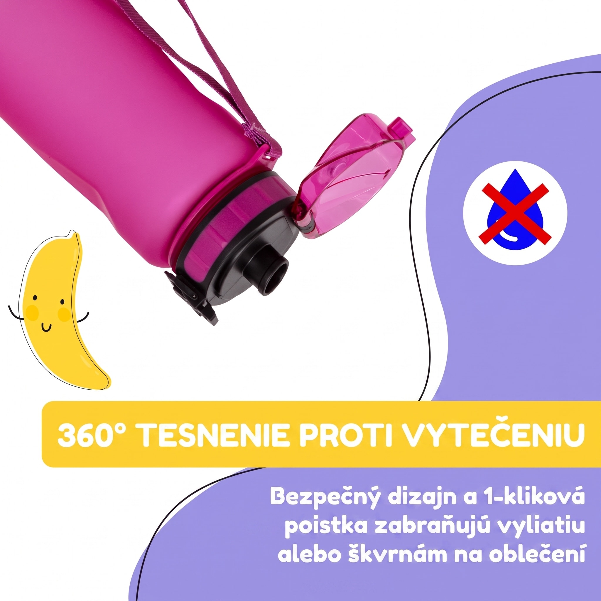 Klarstein Schmatzfatz Wakaba fľaša na pitie | 800 ml | Tritan | Popruh na prenášanie | Bez BPA – Obrázok 3