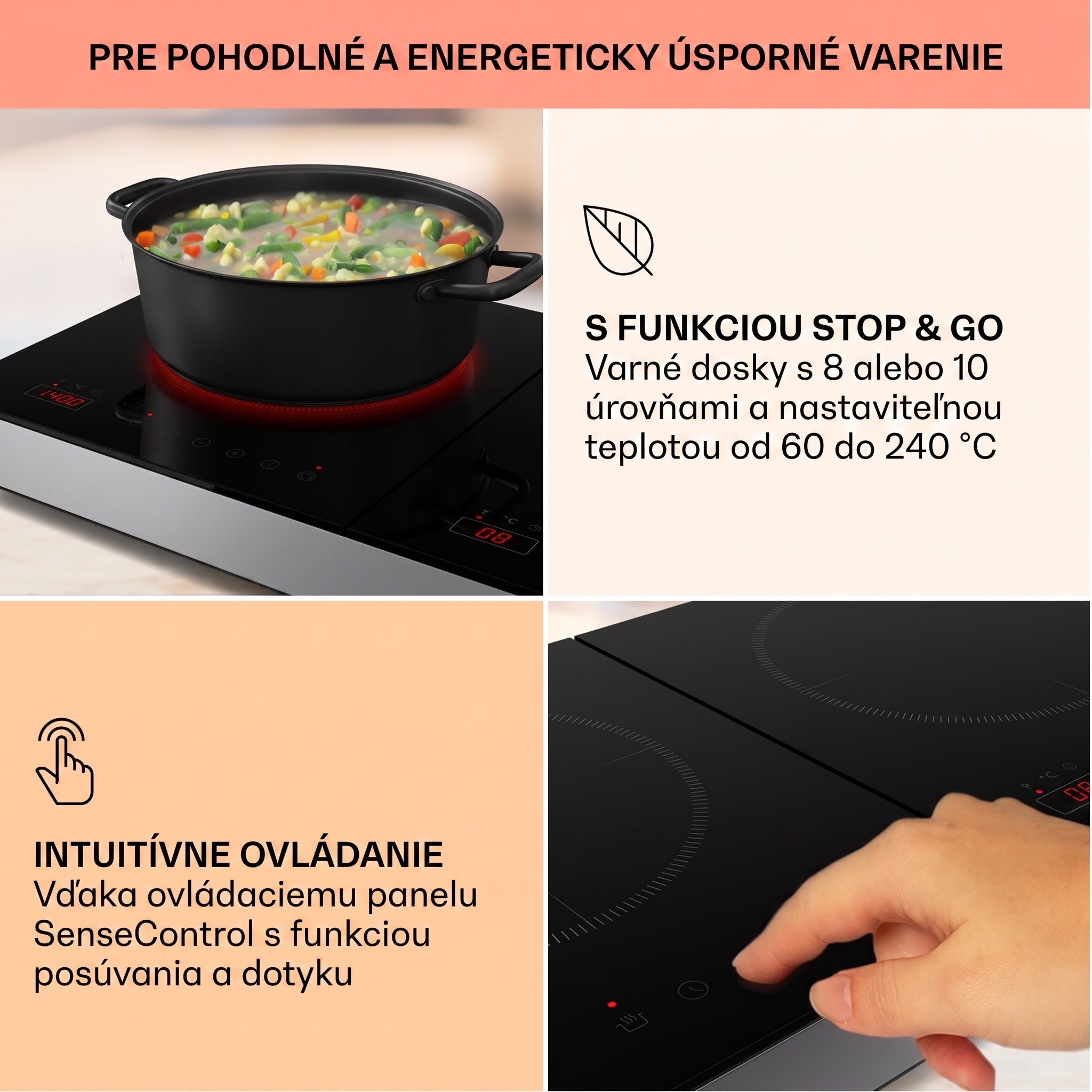 Klarstein Cookio, dvojitá indukčná varná doska, 3500 W, časovač, sklokeramika – Obrázok 4