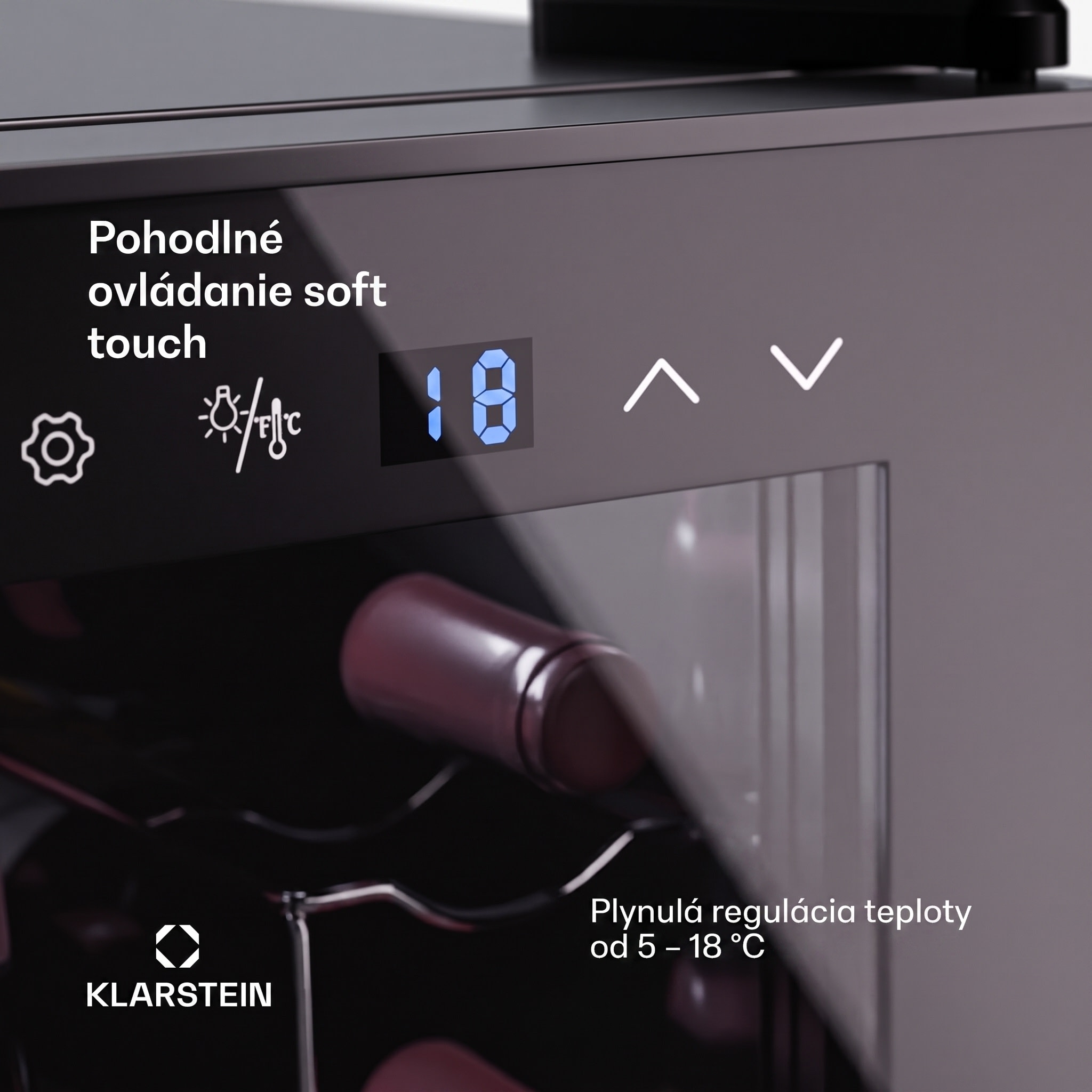 Klarstein Shiraz 8 Uno, vertikálna chladnička na víno, 8 fliaš, 8 - 18 °C, dotykové ovládanie – Obrázok 2