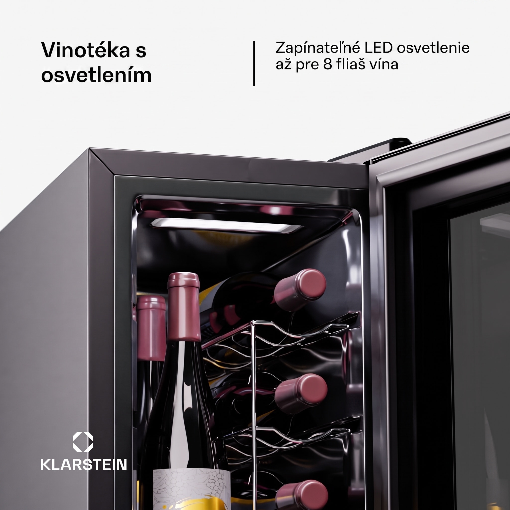 Klarstein Shiraz 8 Uno, vertikálna chladnička na víno, 8 fliaš, 8 - 18 °C, dotykové ovládanie – Obrázok 3