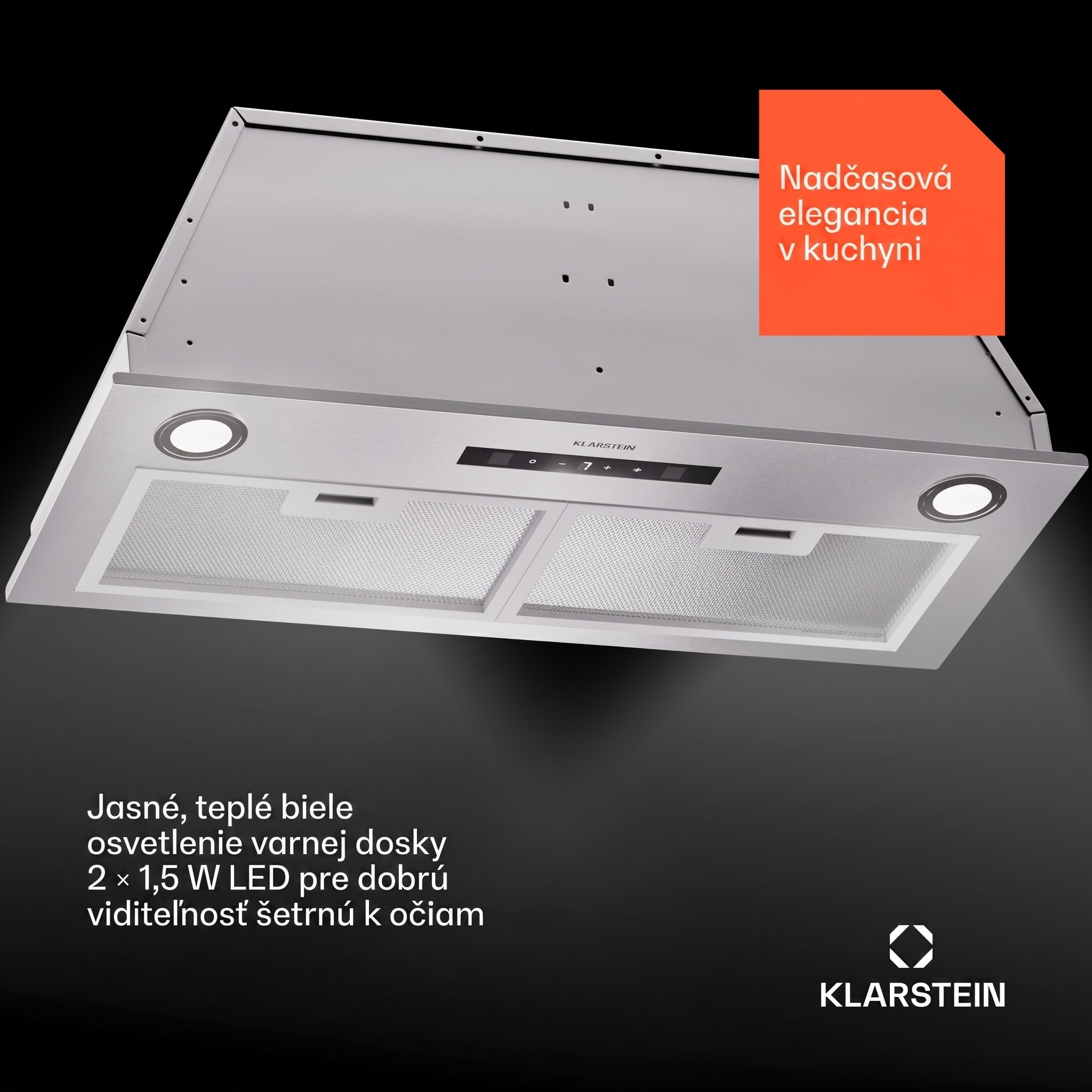 Klarstein Paolo 72 vstavaný Digestor 72 cm 520 m³/h LED Touch A++ – Obrázok 4