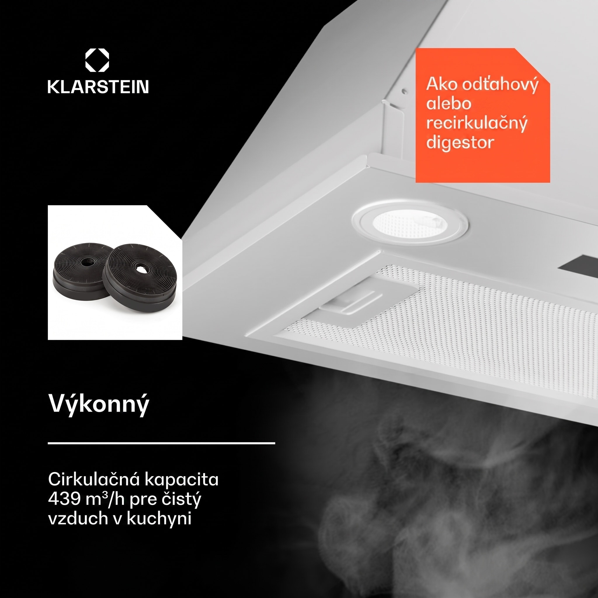 Klarstein Paolo 52 vstavaný Digestor 52 cm 439 m³/h LED Touch A++ – Obrázok 3