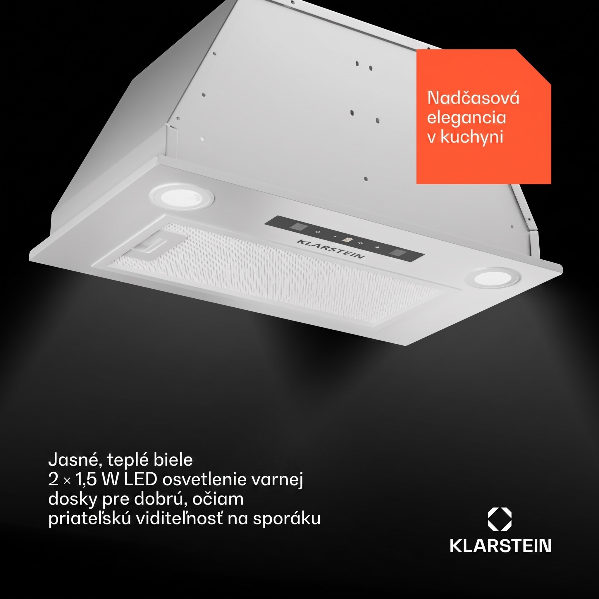 Klarstein Paolo 52 vstavaný Digestor 52 cm 439 m³/h LED Touch A++ – Obrázok 4