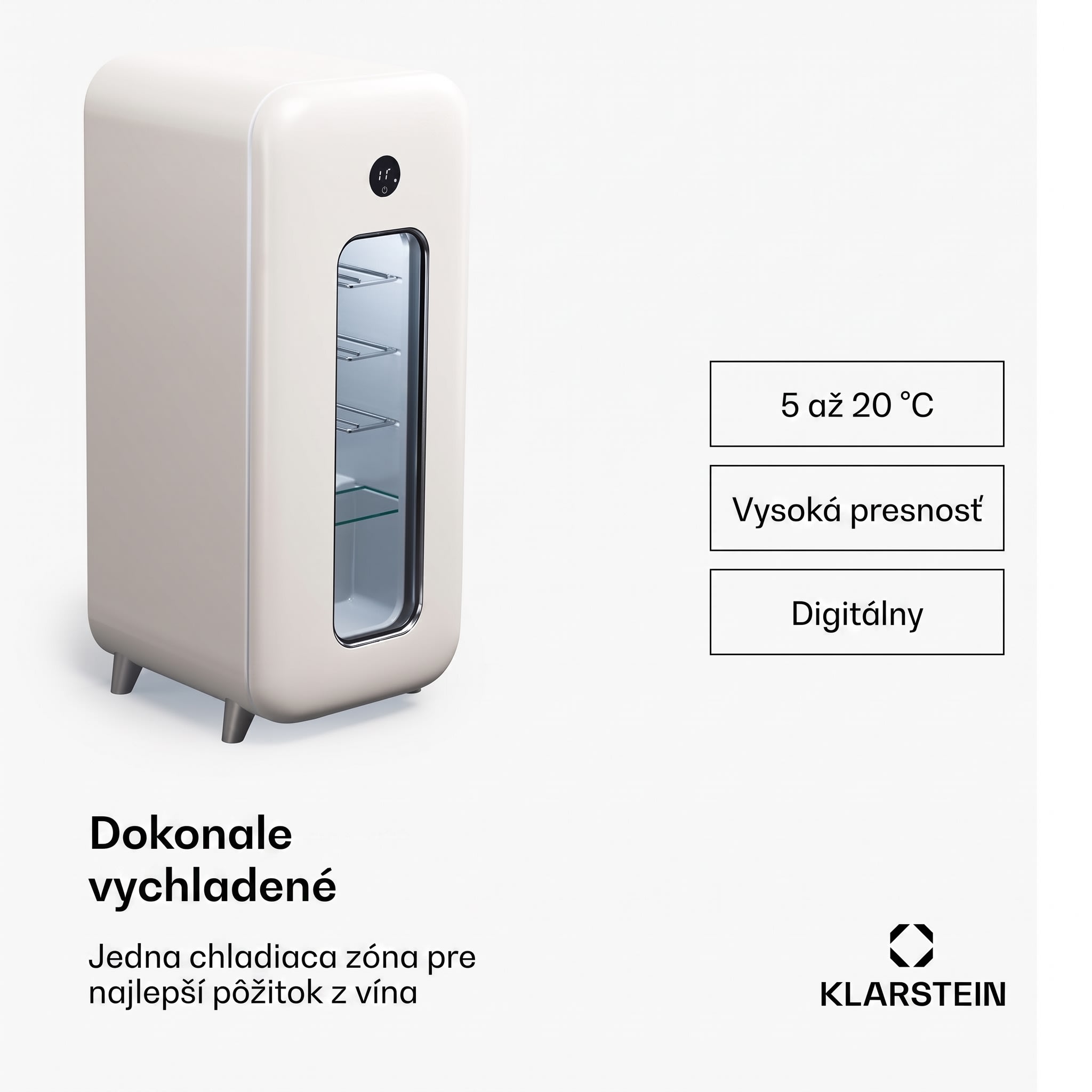Klarstein Shirley 15 Uno, chladnička na víno, 15 fliaš, 5 - 20 °C, dotykové ovládanie, retro – Obrázok 3