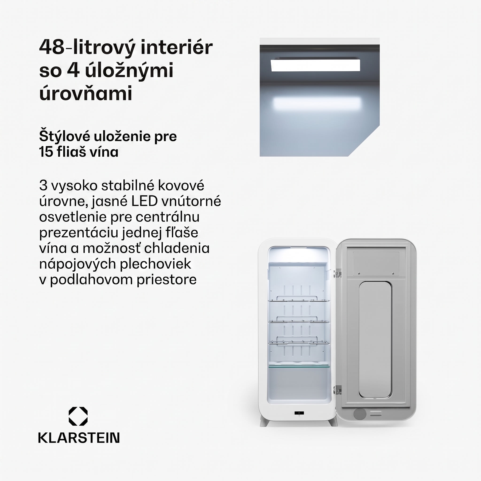 Klarstein Shirley 15 Uno, chladnička na víno, 15 fliaš, 5 - 20 °C, dotykové ovládanie, retro – Obrázok 4