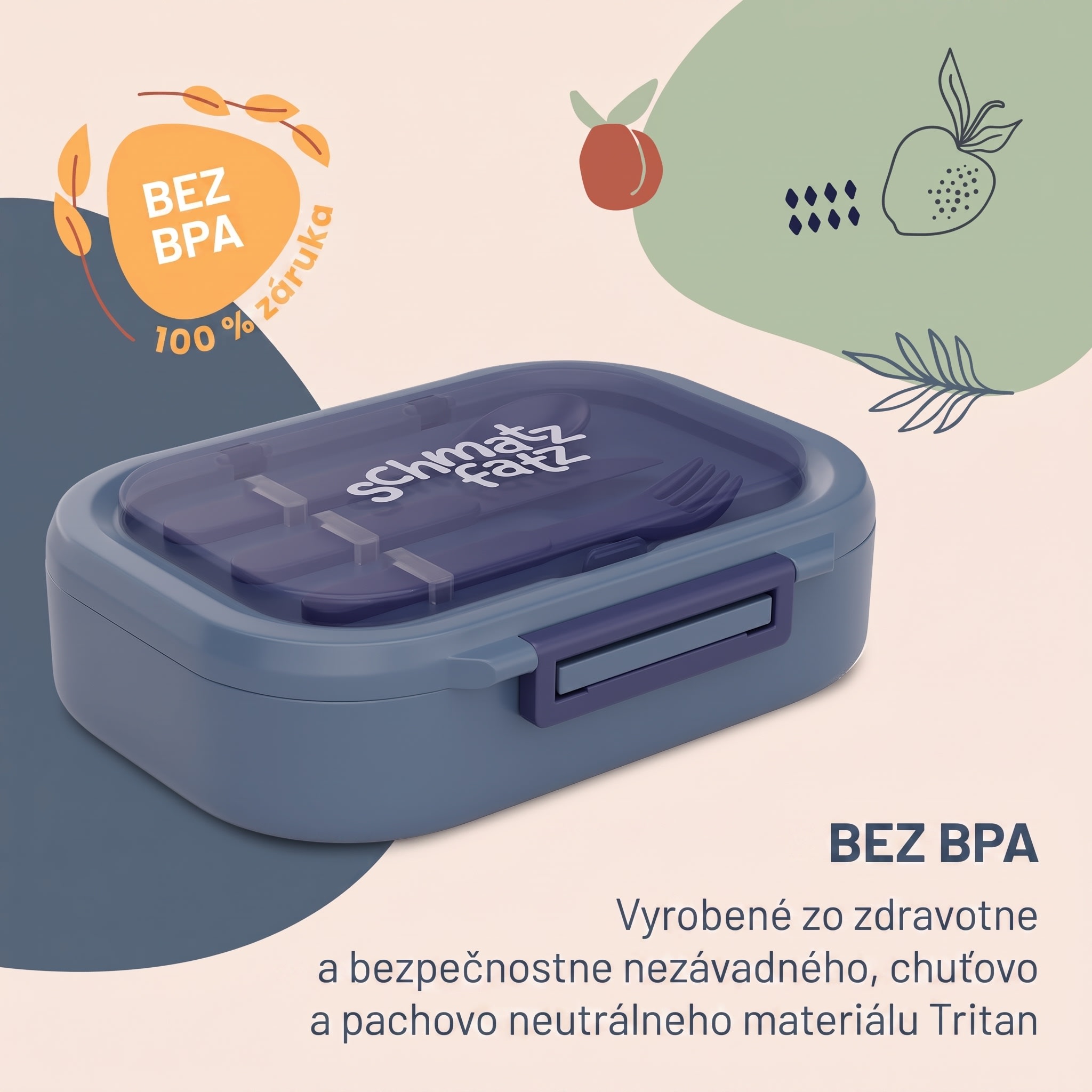 Klarstein Bunko, desiatový box, 3 priehradky, 3-dielny príbor Rozmery: cca 21 x 14,5 x 5,5 cm (Š x V x H) – Obrázok 3