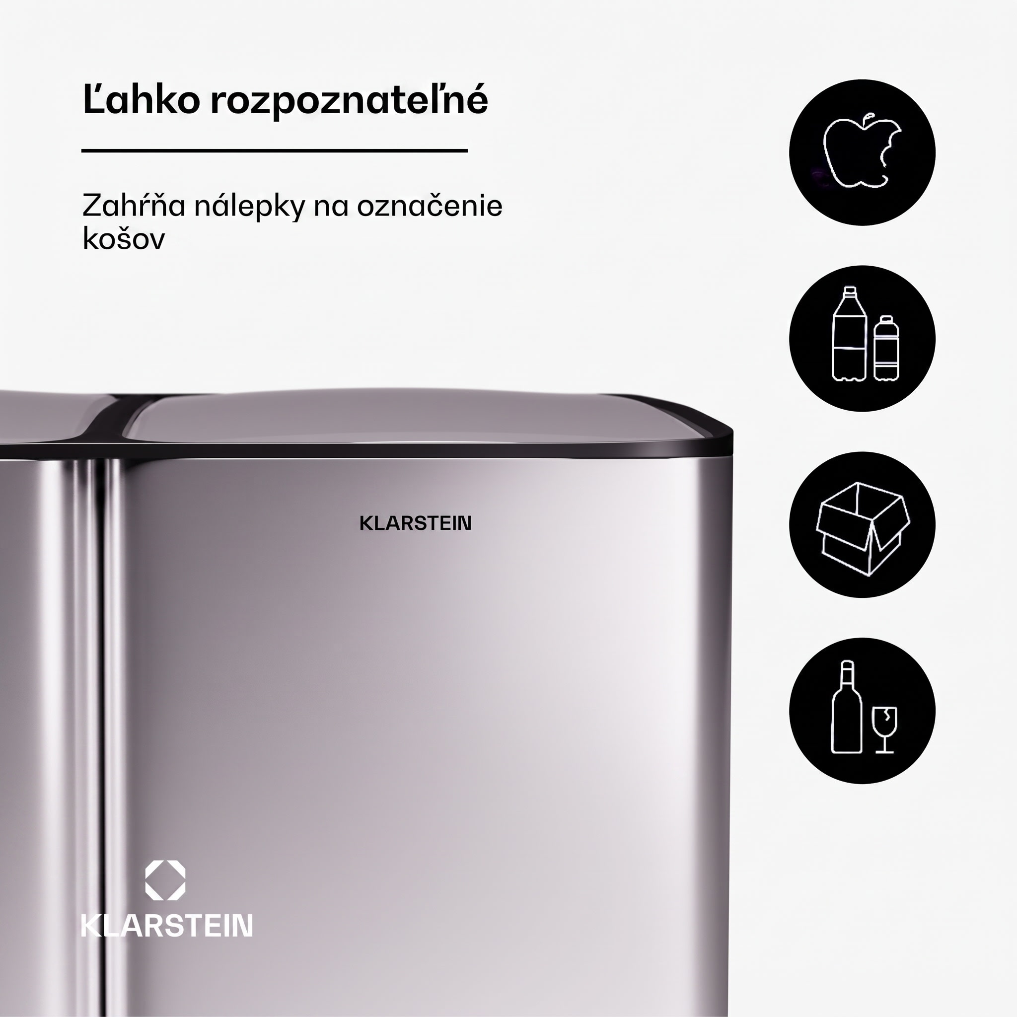 Klarstein Tiyo 3v1 odpadkový kôš 60 l s vyberateľným vedrom a tichým zatváraním – Obrázok 3