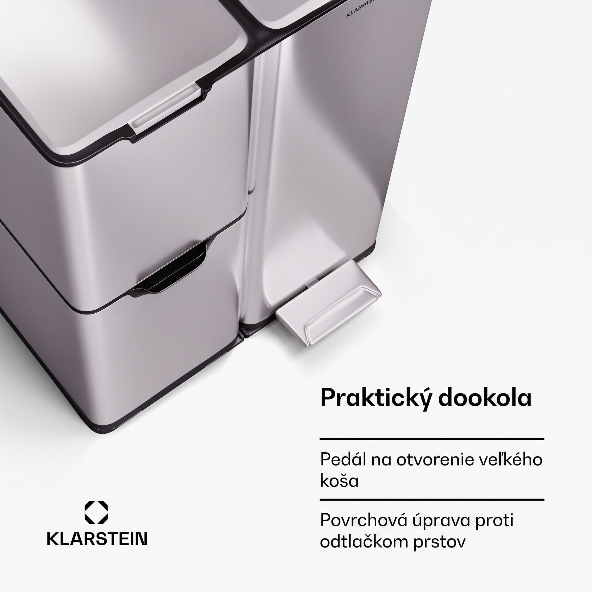 Klarstein Tiyo 3v1 odpadkový kôš 60 l s vyberateľným vedrom a tichým zatváraním – Obrázok 4