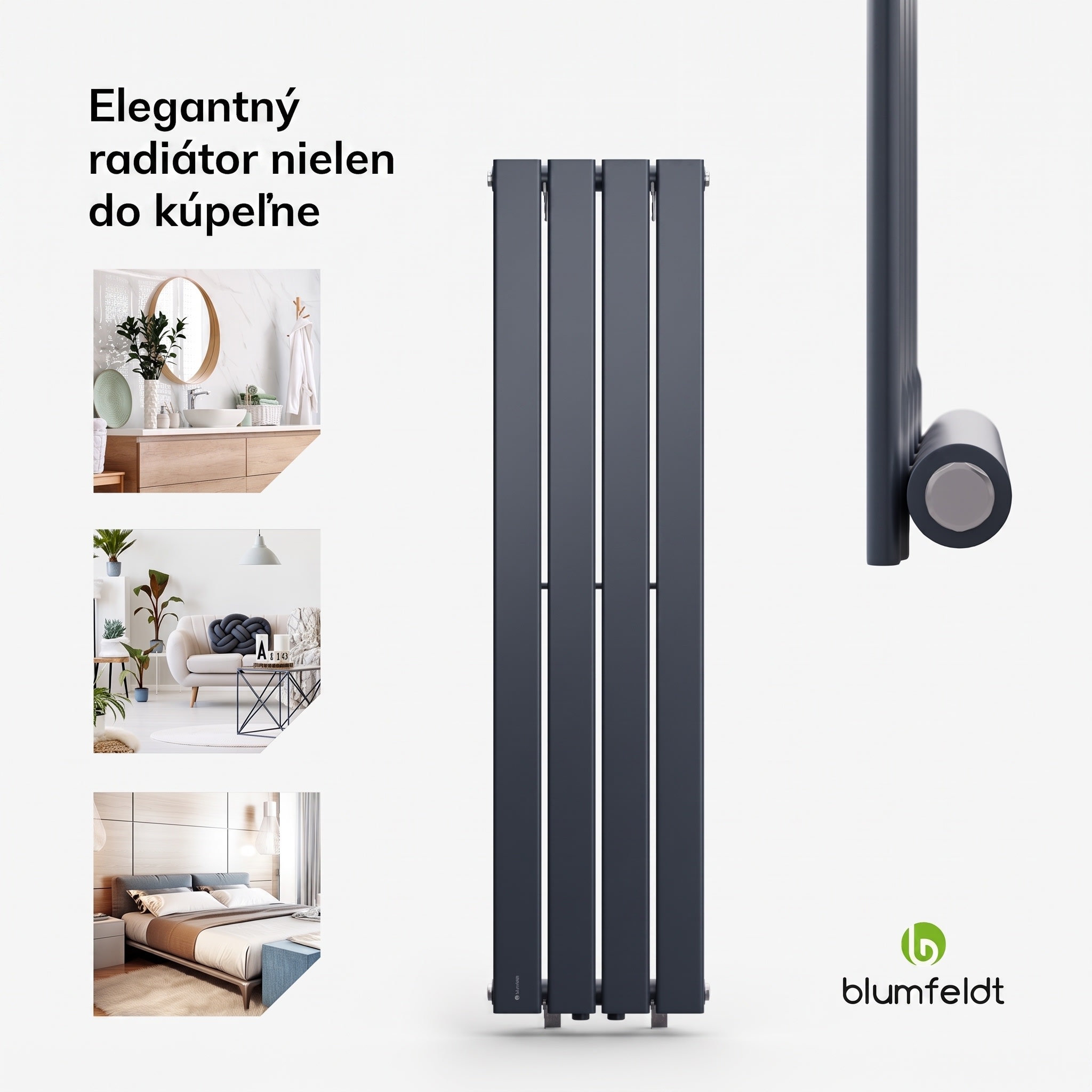 Blumfeldt Ontario, radiátor, 30 x 120, pripojenie 1/2", inštalácia na stenu, 733 W – Obrázok 2