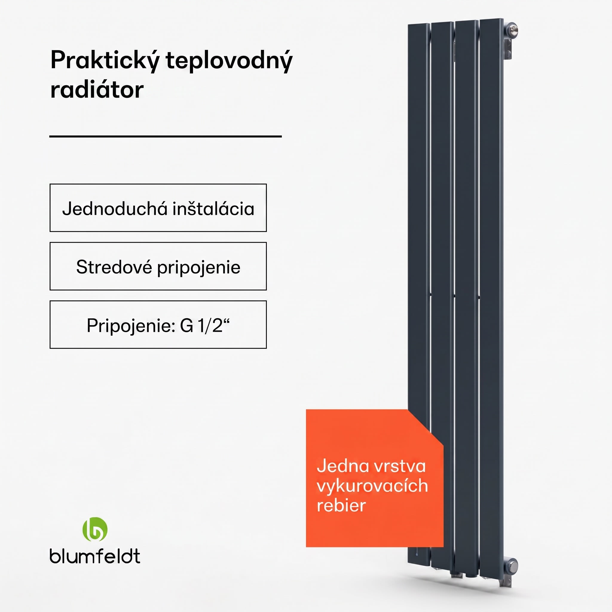 Blumfeldt Ontario, radiátor, 30 x 120, pripojenie 1/2", inštalácia na stenu, 733 W – Obrázok 3