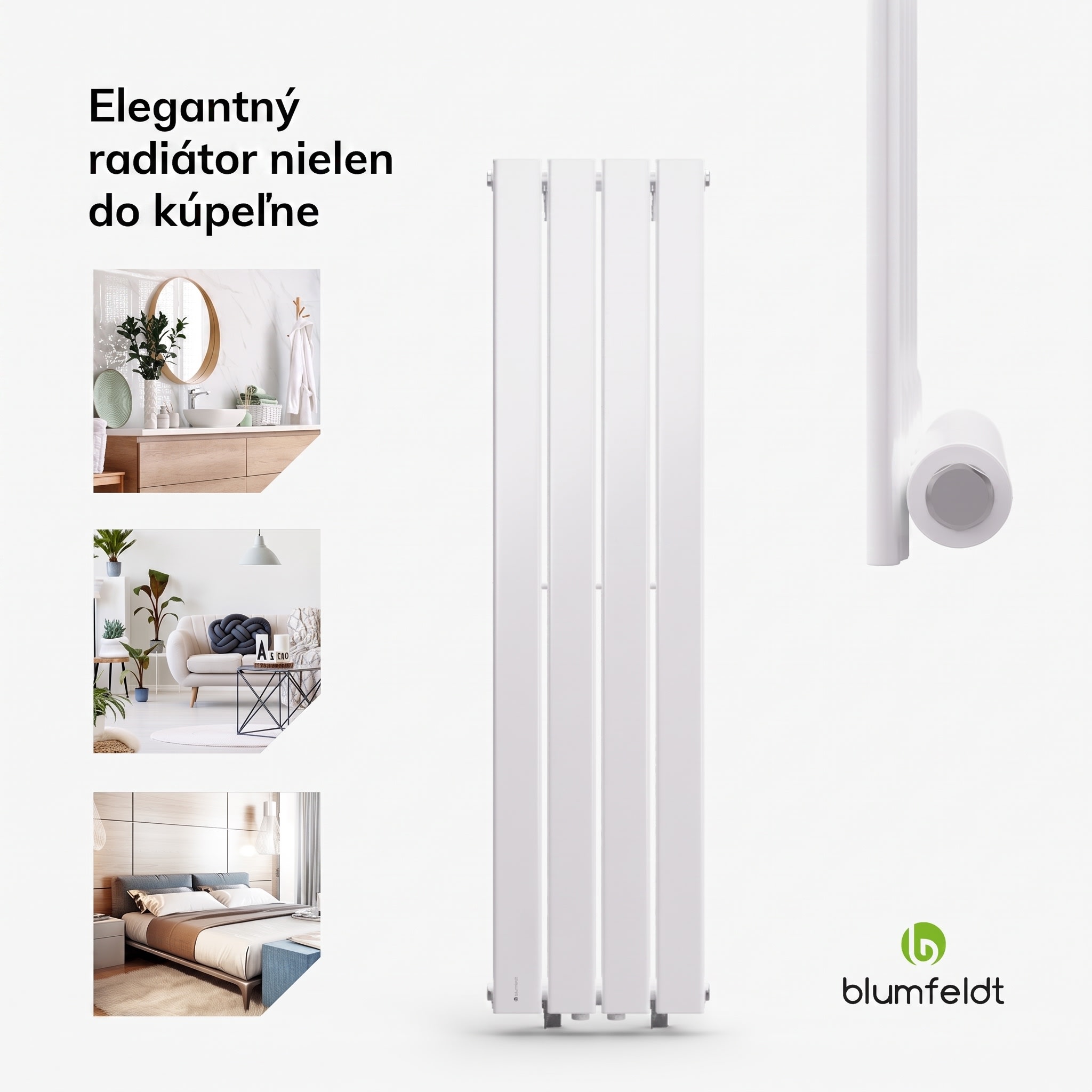 Blumfeldt Ontario, radiátor, 30 x 120, pripojenie 1/2", inštalácia na stenu, 733 W – Obrázok 2