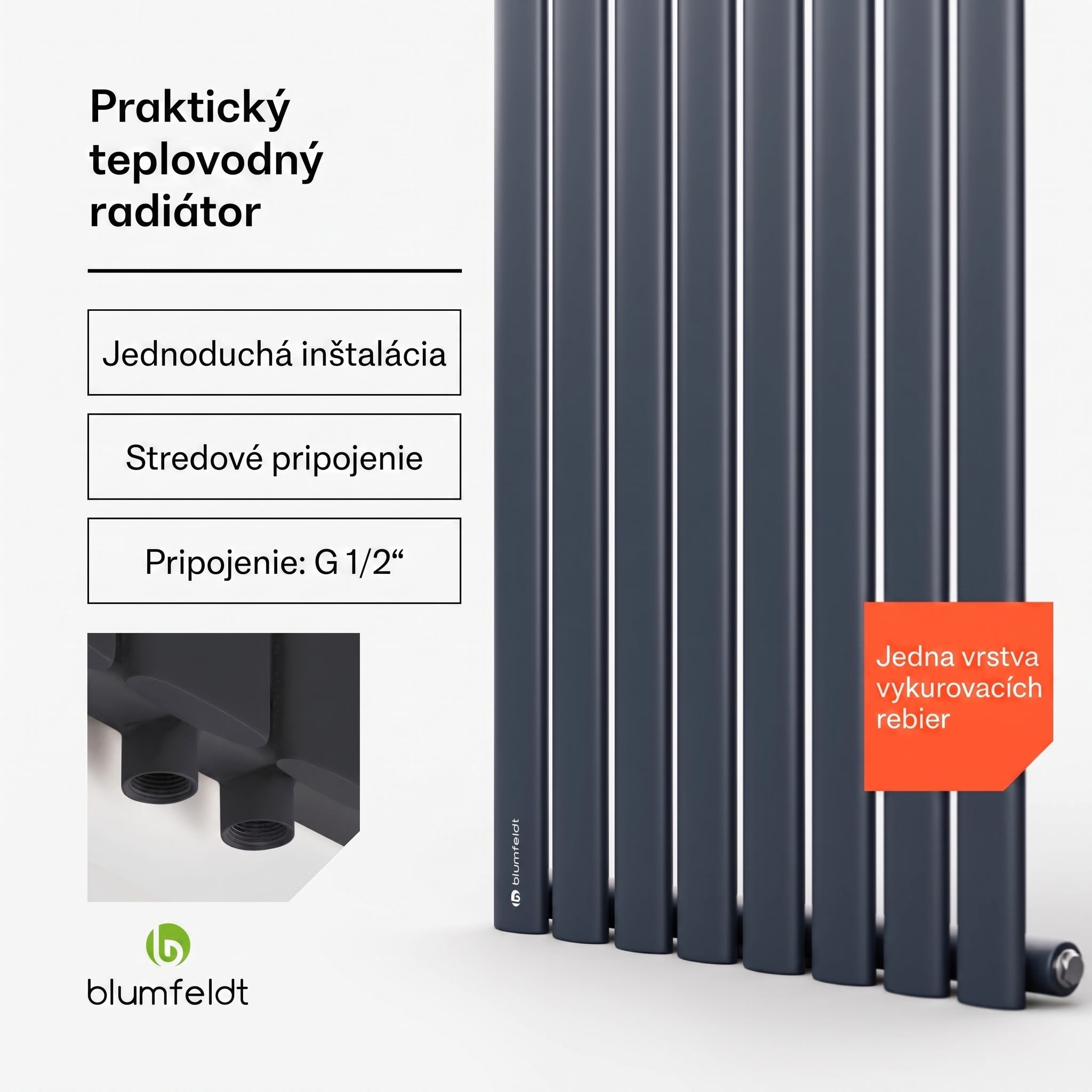 Blumfeldt Tallheo, 47 x 160, radiátor, rúrkový radiátor, 728 W, teplá voda, 1/2 – Obrázok 3