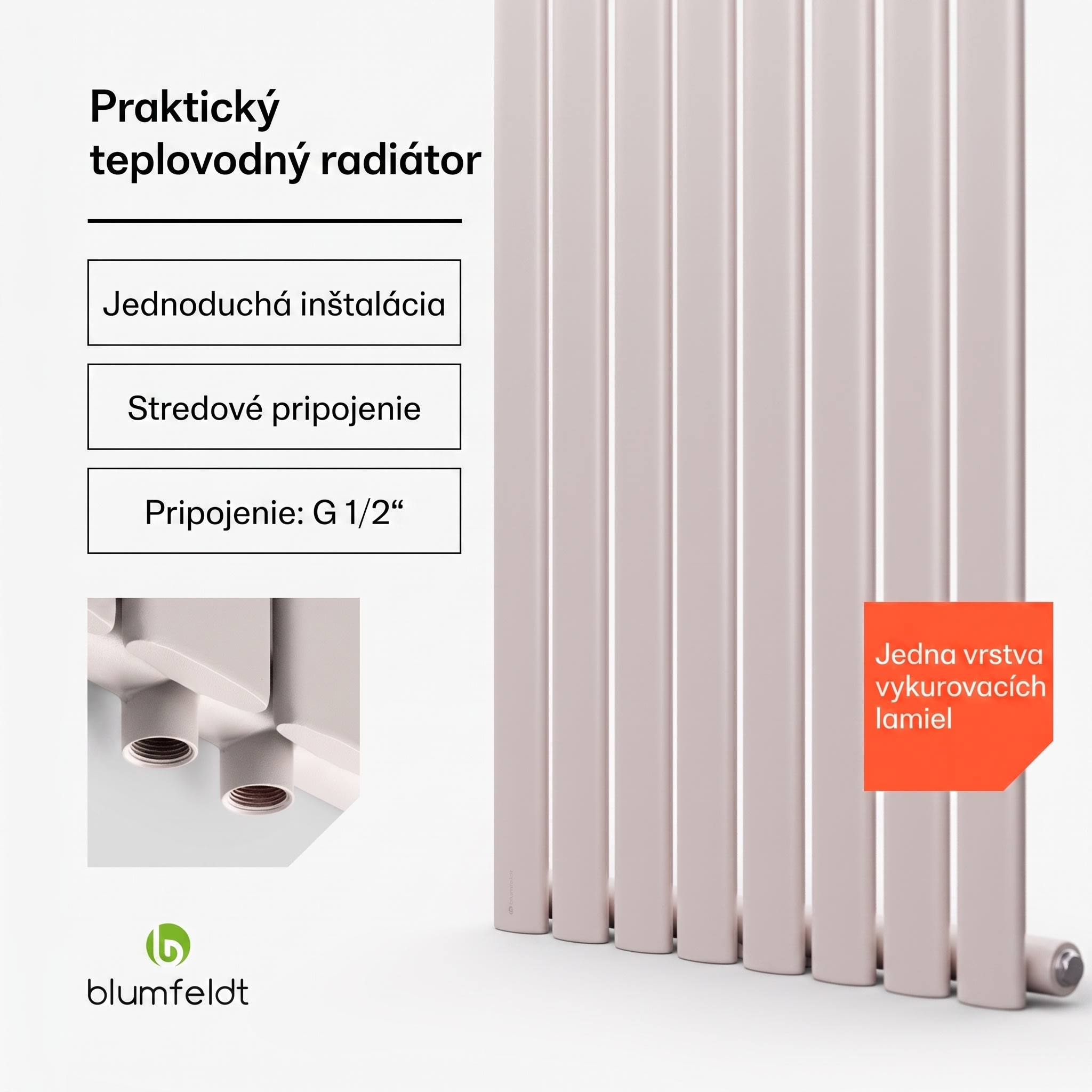 Blumfeldt Tallheo, 47 x 160, radiátor, rúrkový radiátor, 728 W, teplá voda, 1/2 – Obrázok 3