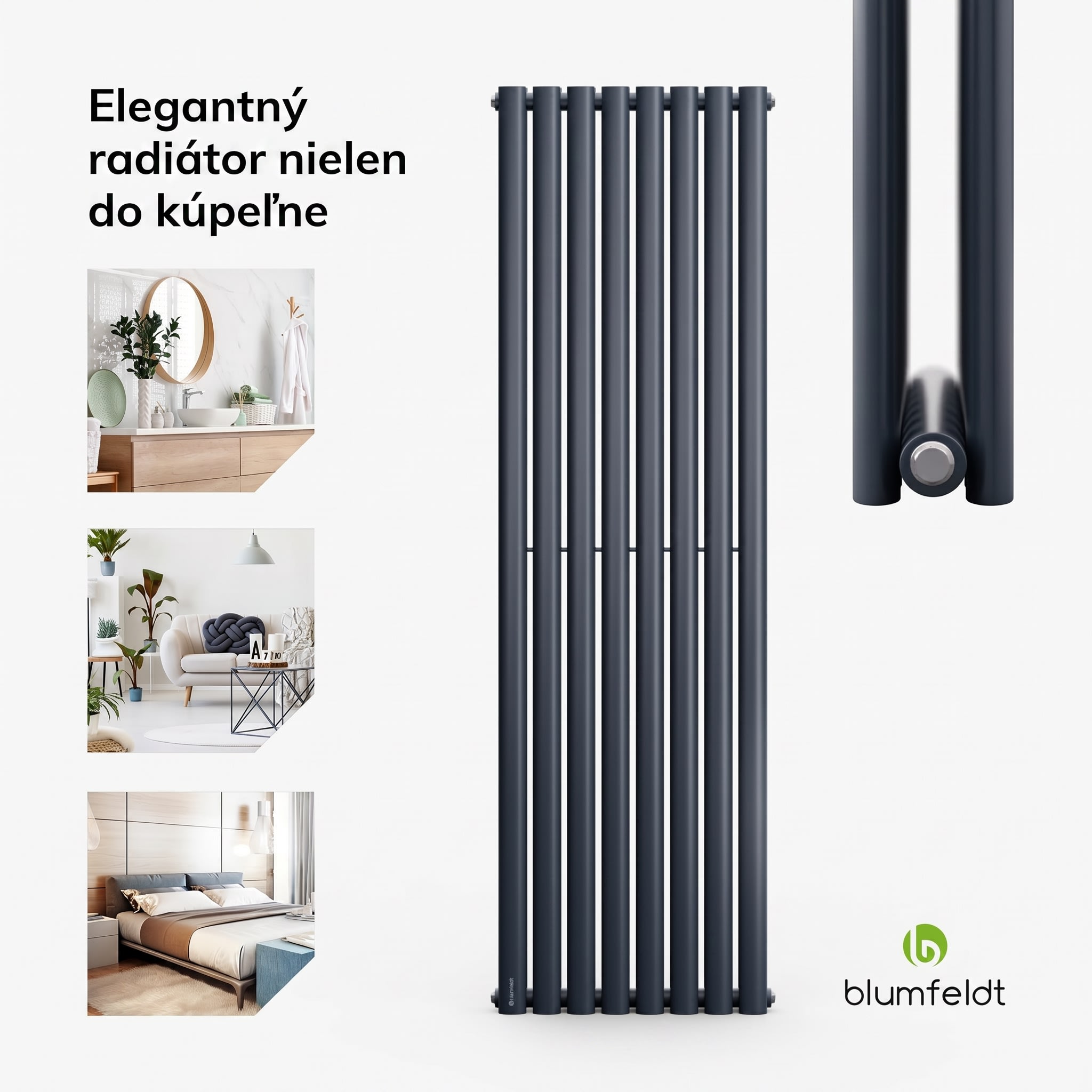 Blumfeldt Tallheo, 47 x 160, radiátor, kúpeľňový radiátor, rúrkový radiátor, 1472 W, teplovodný, 1/2 – Obrázok 2