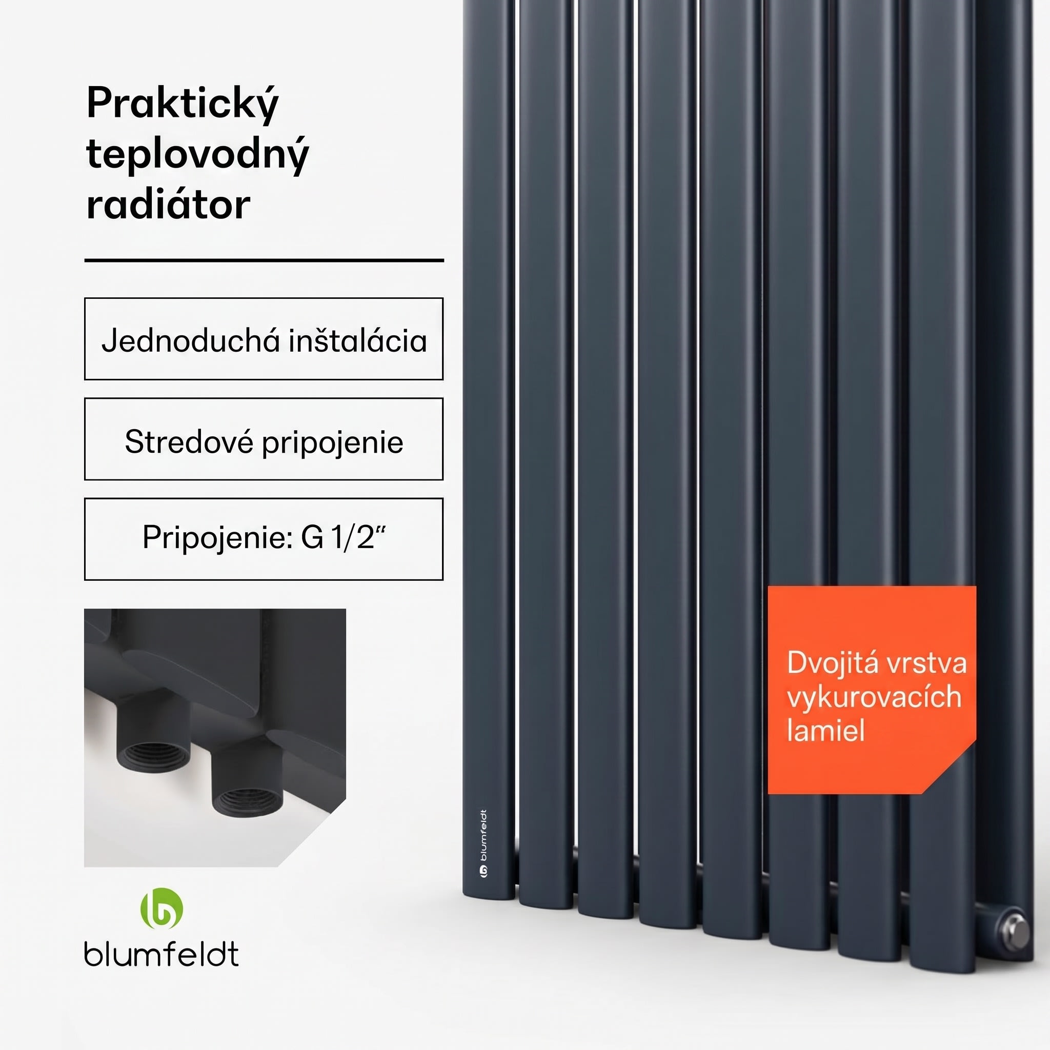 Blumfeldt Tallheo, 47 x 160, radiátor, kúpeľňový radiátor, rúrkový radiátor, 1472 W, teplovodný, 1/2 – Obrázok 3