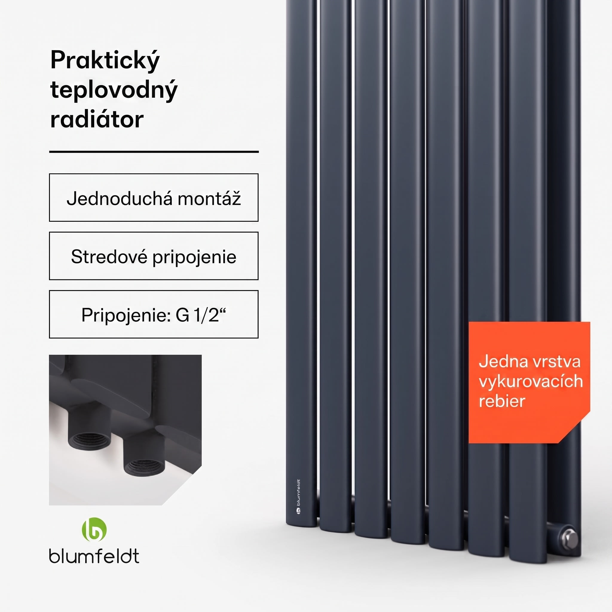 Blumfeldt Tallheo, 41 x 180, radiátor, kúpeľňový radiátor, rúrkový radiátor, 691 W, teplovodný, 1/2 – Obrázok 3