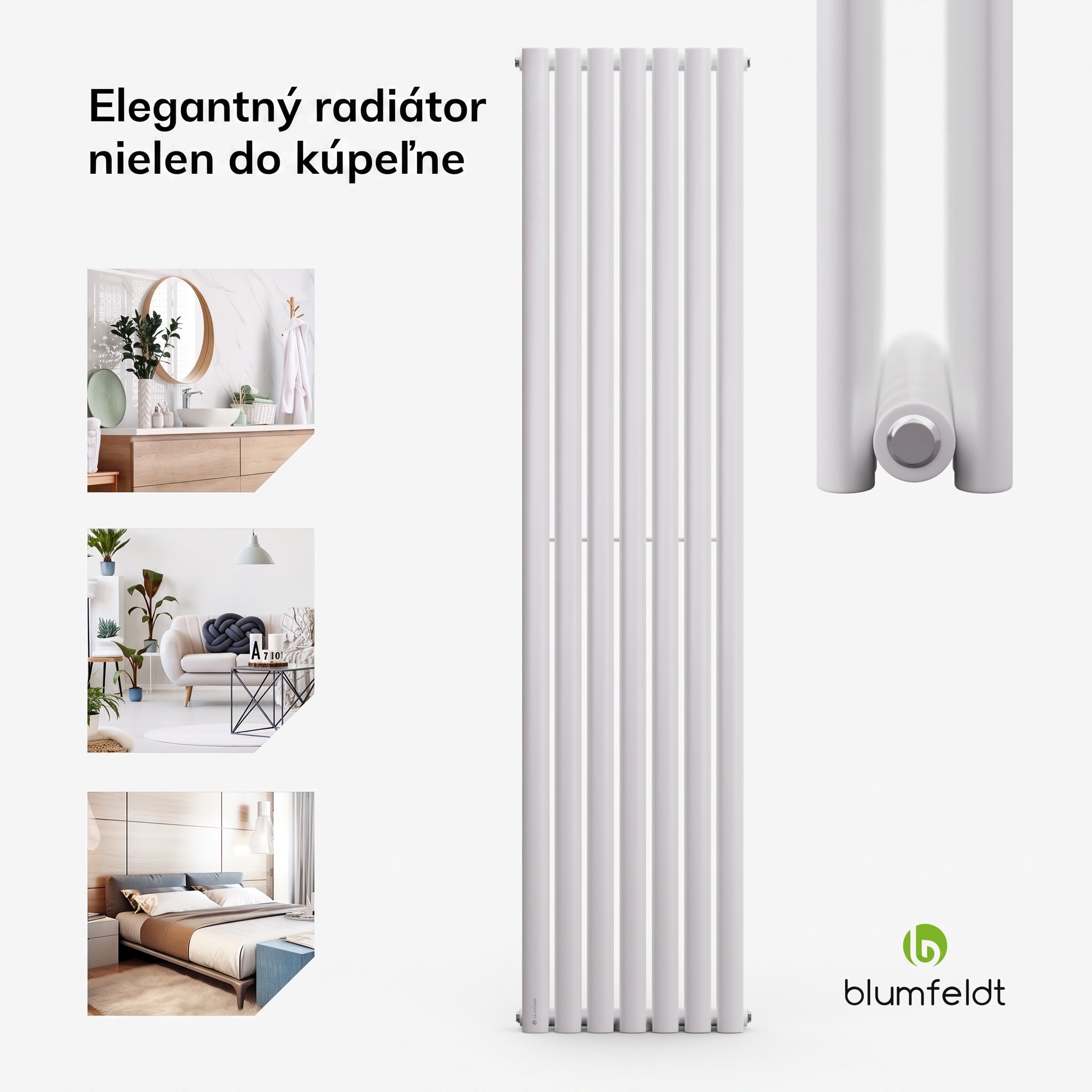 Blumfeldt Tallheo, 41 x 180, radiátor, kúpeľňový radiátor, rúrkový radiátor, 691 W, teplovodný, 1/2 – Obrázok 2