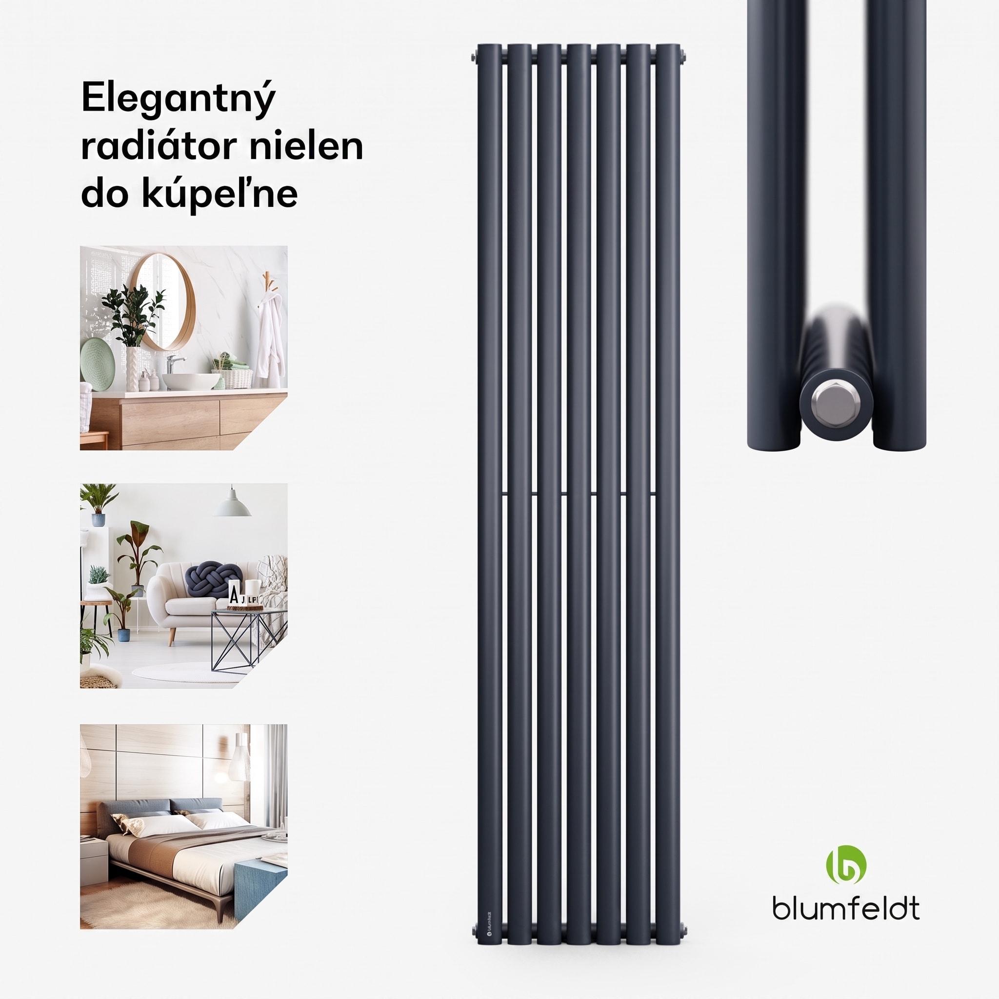 Blumfeldt Tallheo, 41 x 180, radiátor, kúpeľňový radiátor, rúrkový radiátor, 1435 W, teplovodný, 1/2 – Obrázok 2