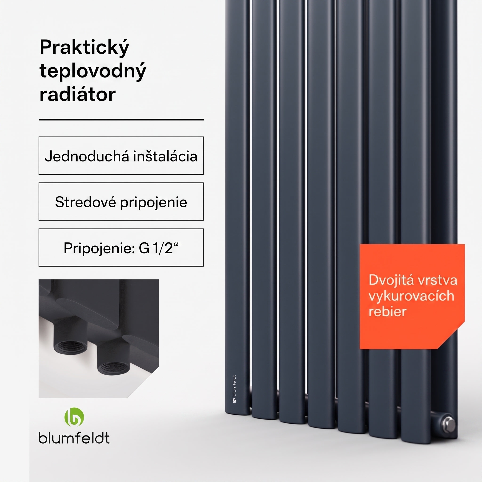Blumfeldt Tallheo, 41 x 180, radiátor, kúpeľňový radiátor, rúrkový radiátor, 1435 W, teplovodný, 1/2 – Obrázok 3