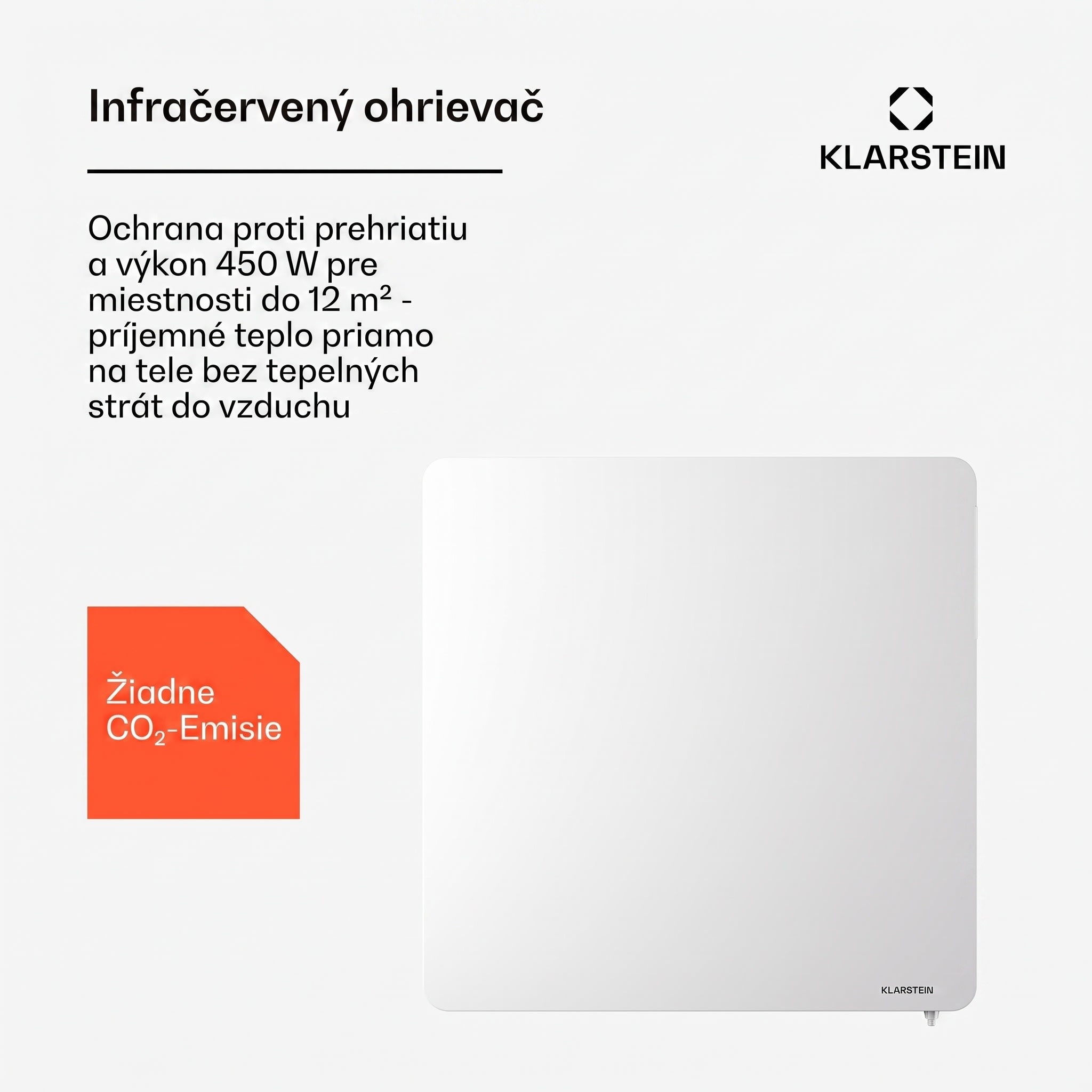 Klarstein Wonderbeam 450 Hybride Infračervený ohrievač 60 x 60 cm 450 W Týždenný časovač Diaľkové ovládanie – Obrázok 2