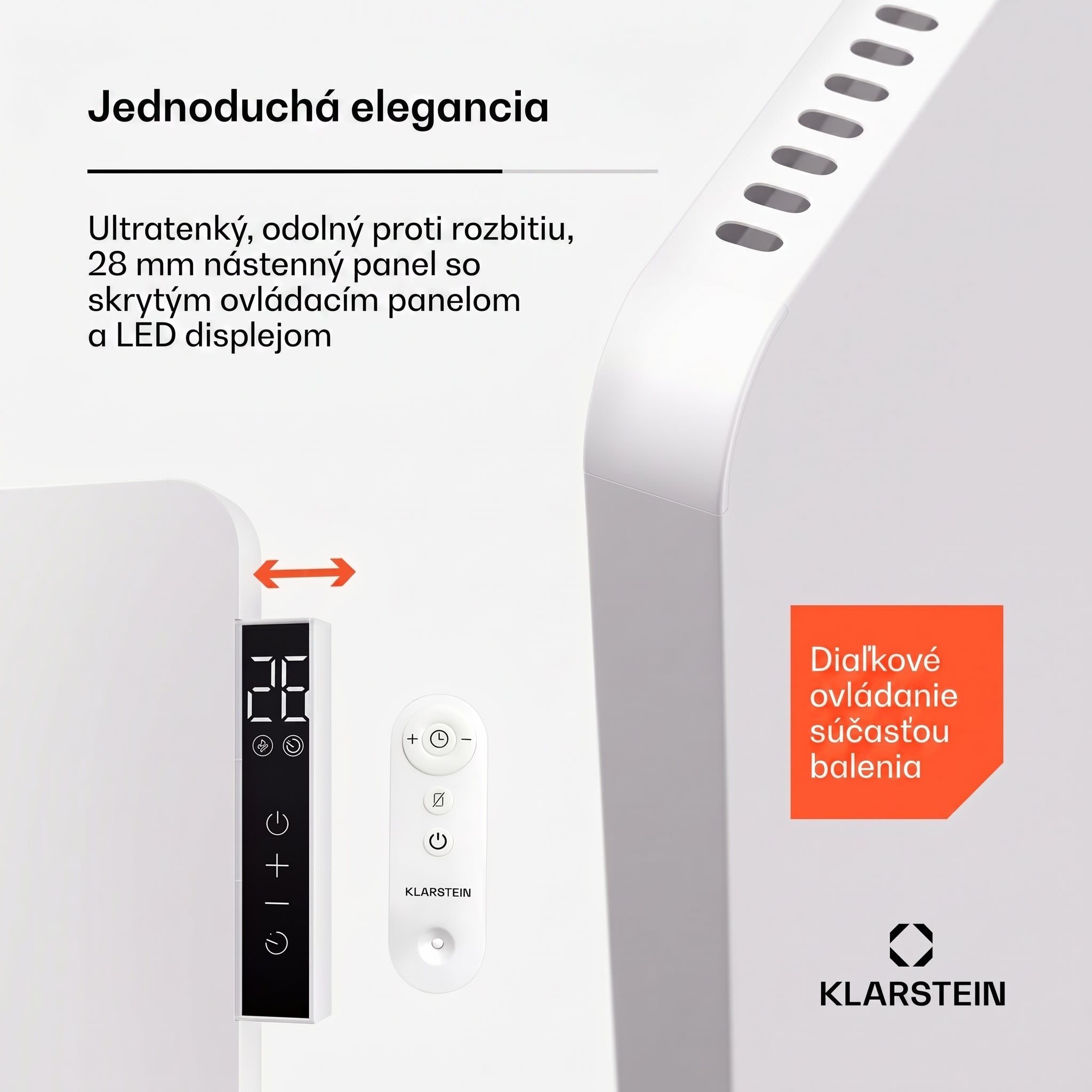 Klarstein Wonderbeam 450 Hybride Infračervený ohrievač 60 x 60 cm 450 W Týždenný časovač Diaľkové ovládanie – Obrázok 3