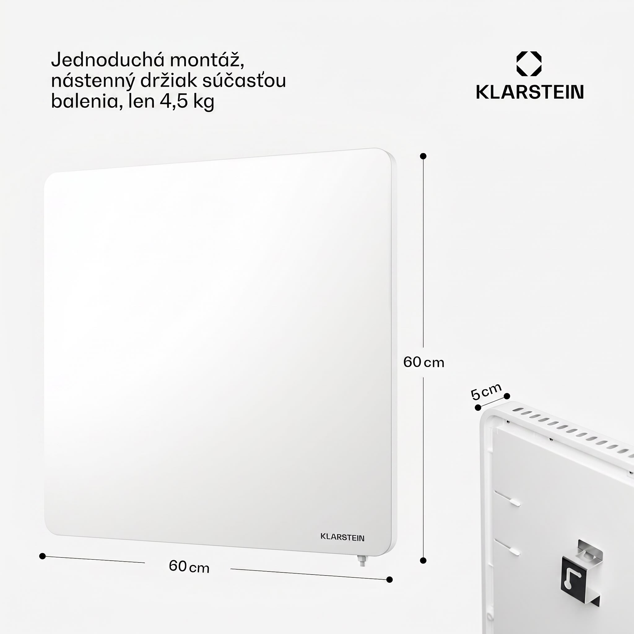Klarstein Wonderbeam 450 Hybride Infračervený ohrievač 60 x 60 cm 450 W Týždenný časovač Diaľkové ovládanie – Obrázok 5