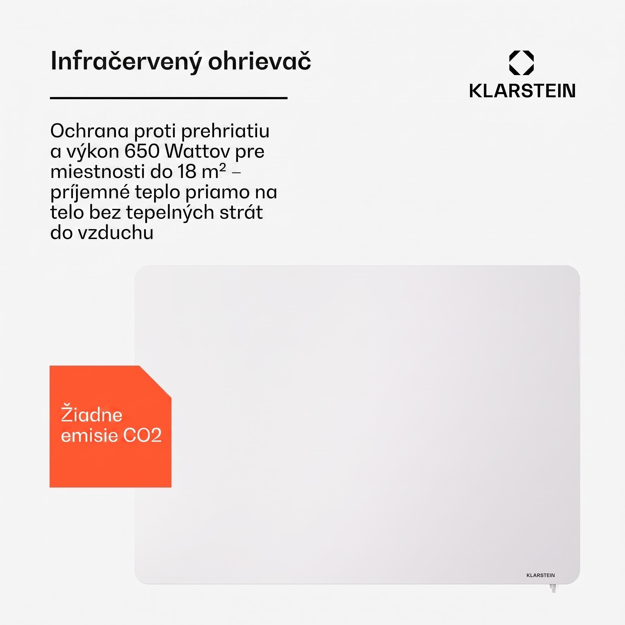 Klarstein Wonderbeam 650 Hybride Infračervený ohrievač 60 x 84 cm 650 W Týždenný časovač Diaľkové ovládanie – Obrázok 2