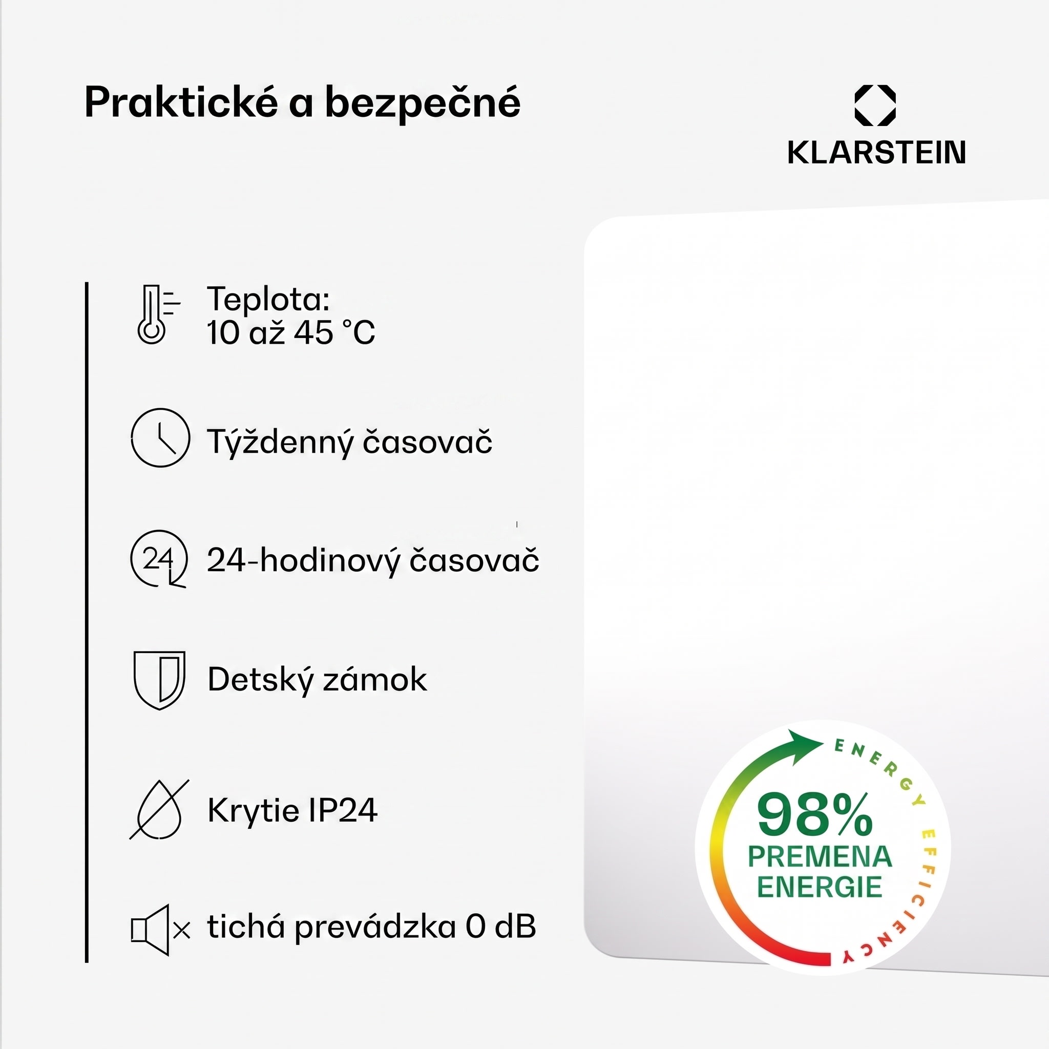 Klarstein Wonderbeam 650 Hybride Infračervený ohrievač 60 x 84 cm 650 W Týždenný časovač Diaľkové ovládanie – Obrázok 4