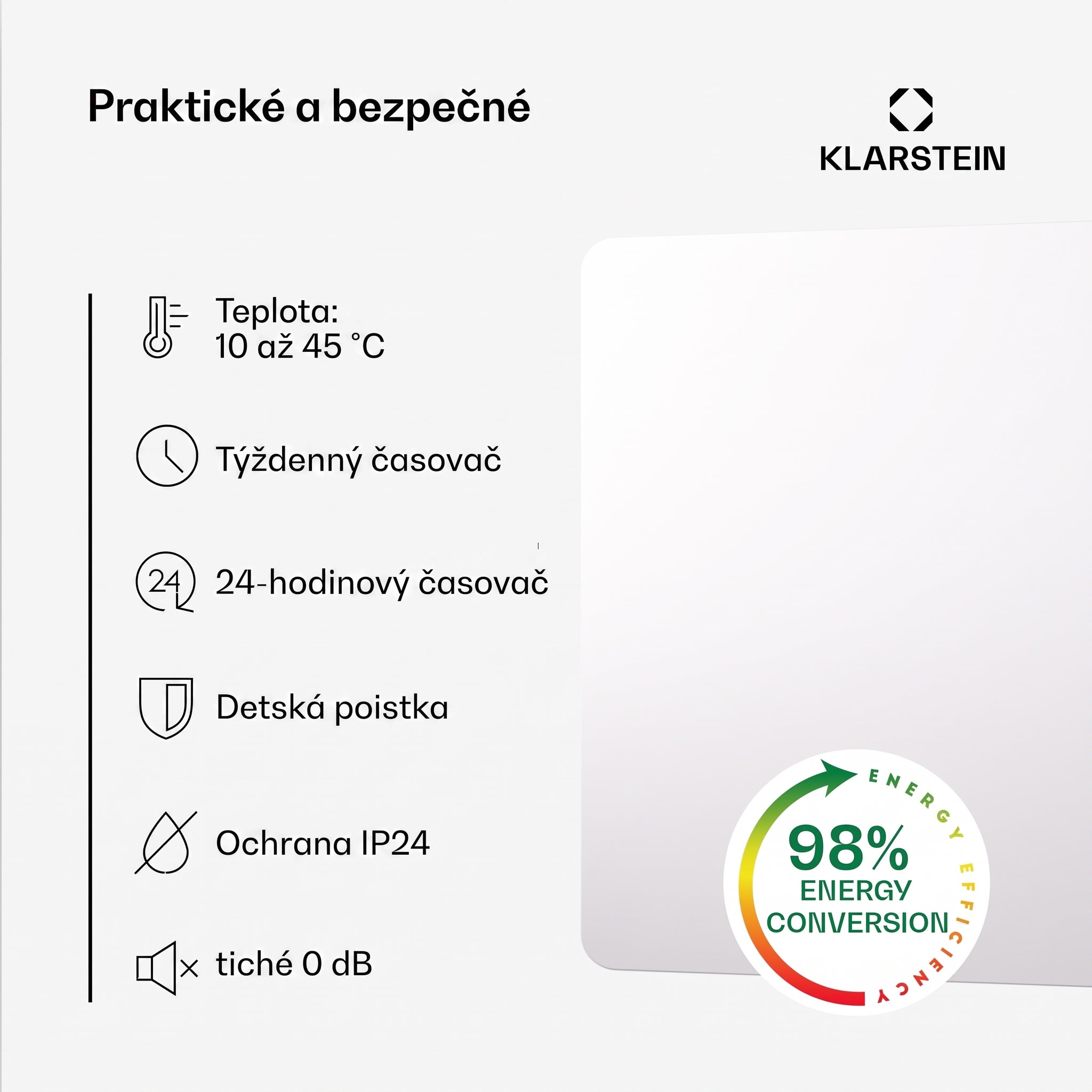 Klarstein Wonderbeam 900 Hybride Infračervený ohrievač 108 x 60 cm 900 W Týždenný časovač Diaľkové ovládanie – Obrázok 4