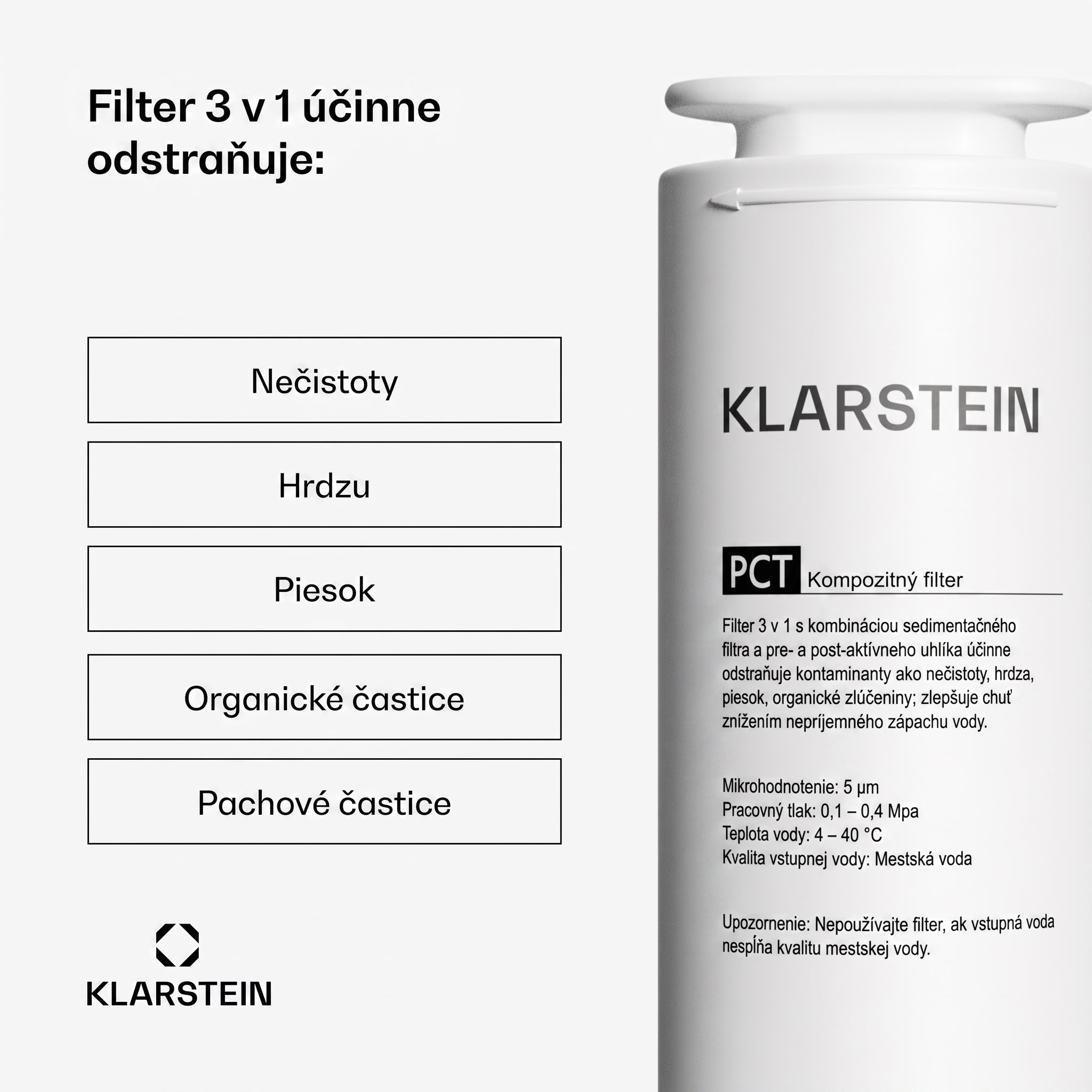 Klarstein PureLine PCT filter, príslušenstvo, náhradný filter, 3-stupňový: sedimentačný/ pred-/post- uhlíkový – Obrázok 2