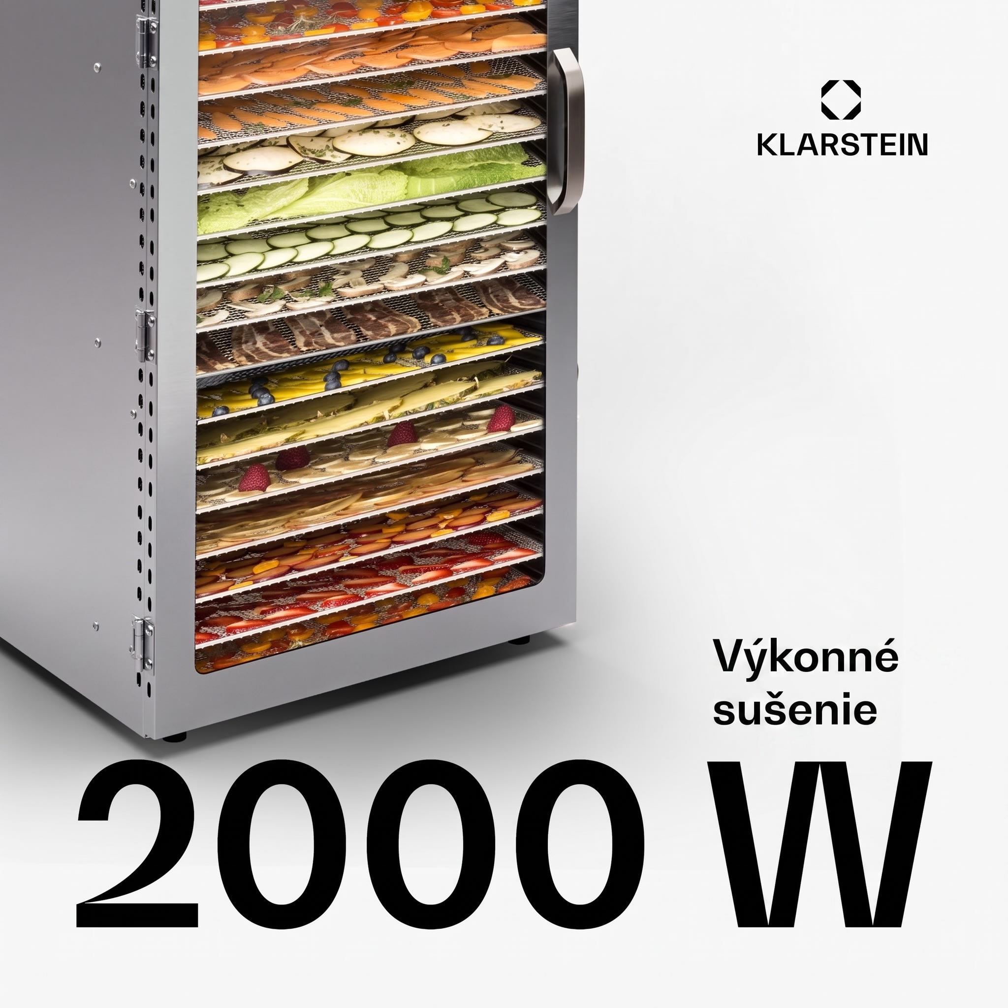 Klarstein Captain Jerky 200 sušička potravín 2000W 30-90 °C 24h časovač nerezová oceľ – Obrázok 2