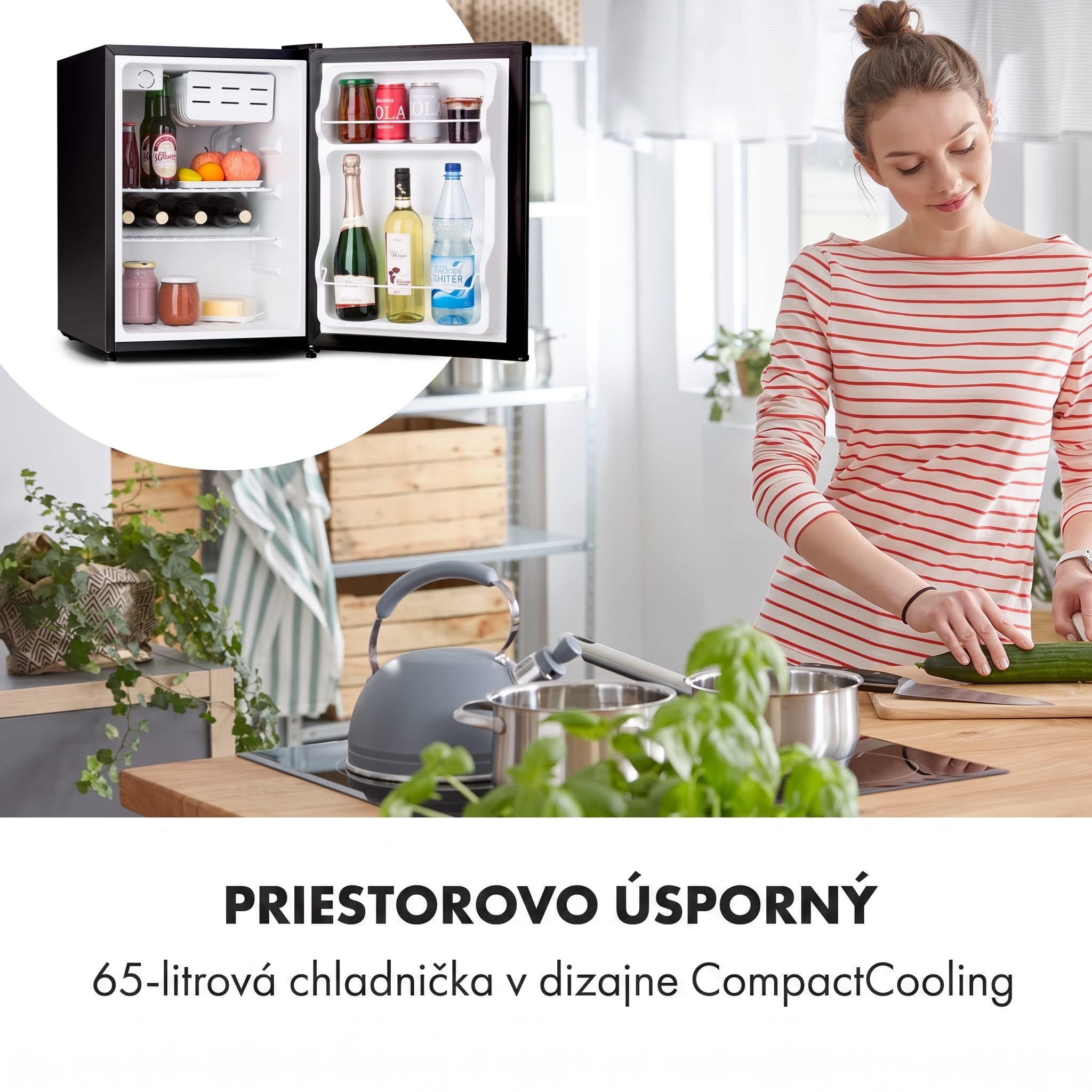 Klarstein Cool Kid, mini chladnička, 66 l, mraziaci priečinok 4 l, 41 dB, energet. trieda F, čierna – Obrázok 2