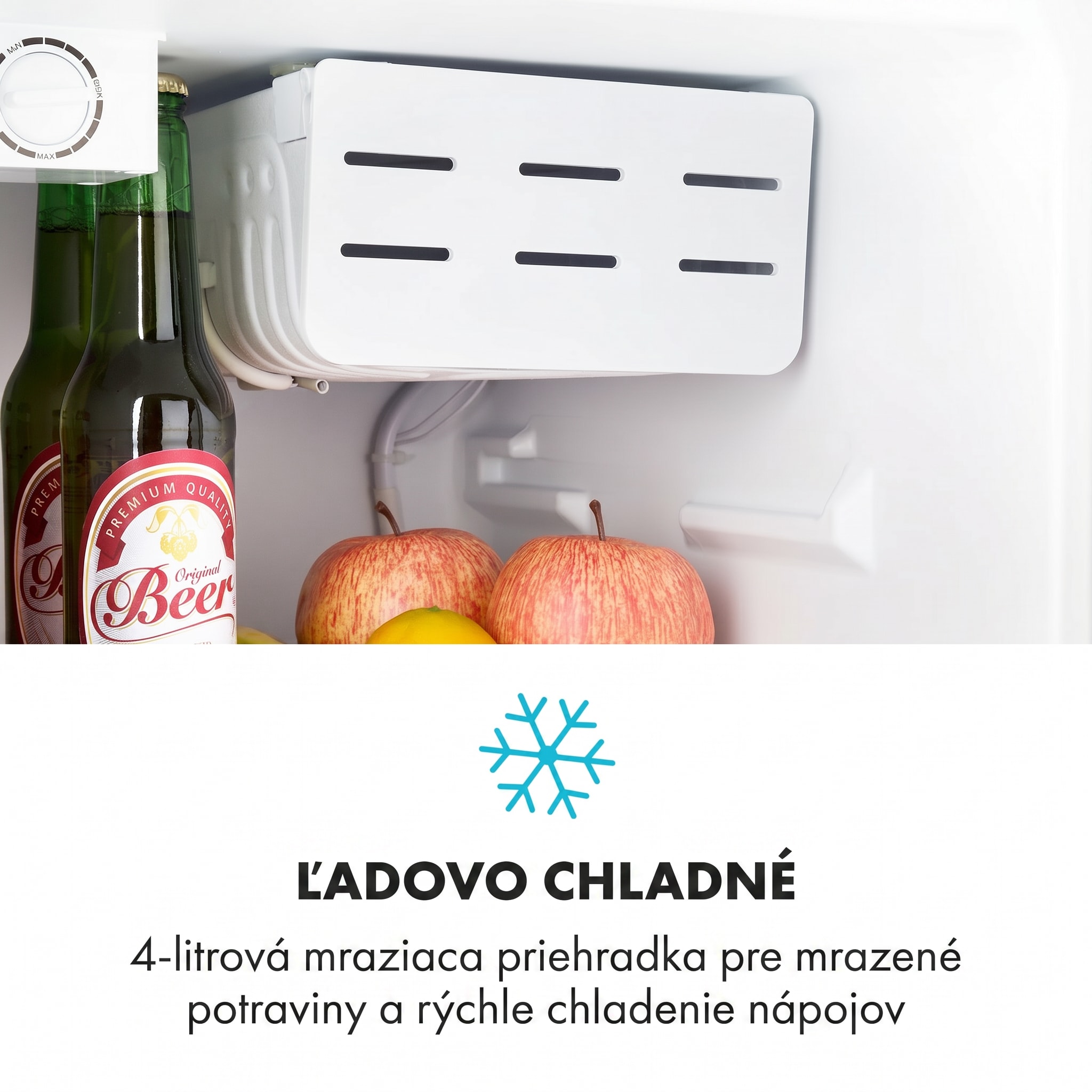 Klarstein Cool Kid, mini chladnička, 66 l, mraziaci priečinok 4 l, 41 dB, energet. trieda F, čierna – Obrázok 3