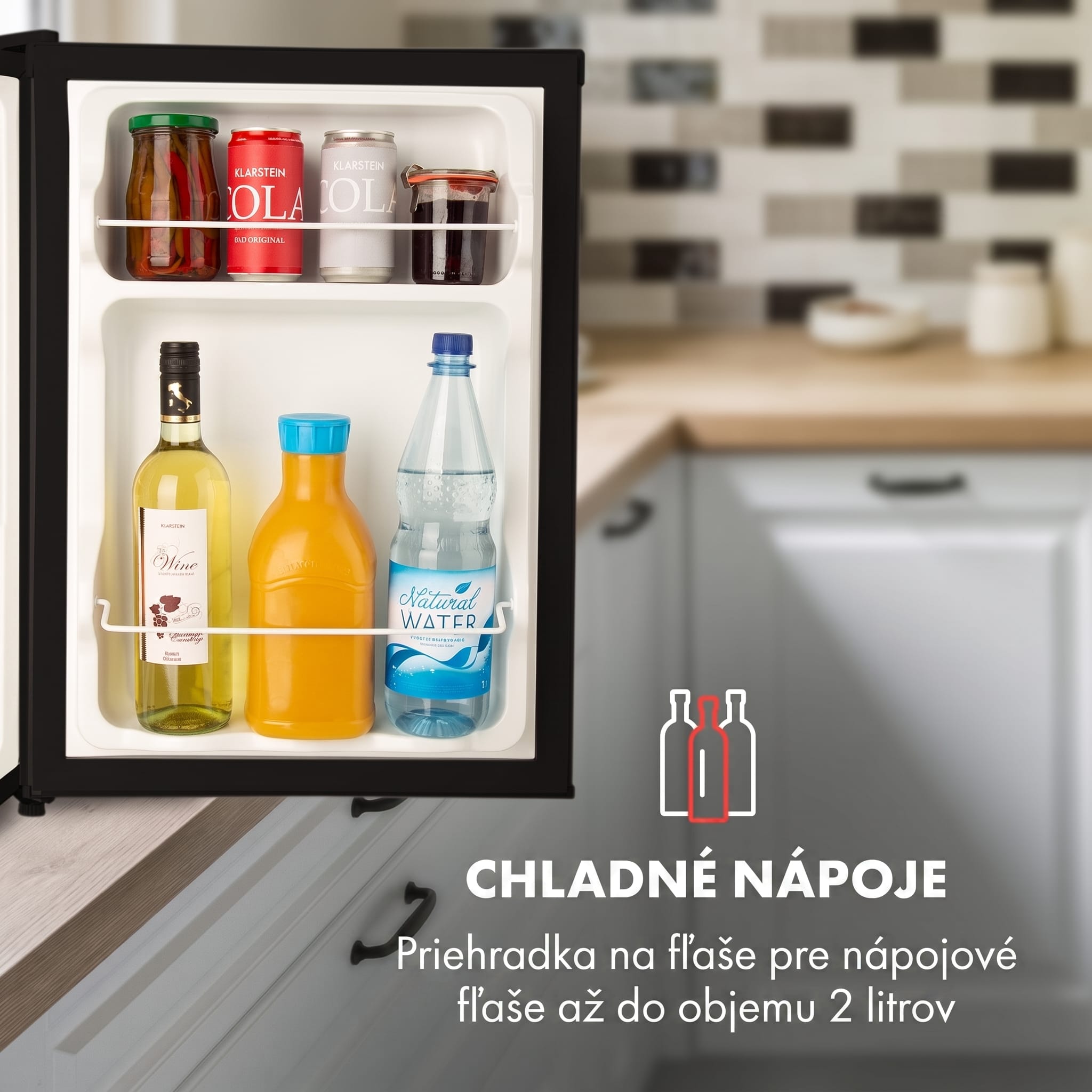 Klarstein Cool Kid, mini chladnička, 66 l, mraziaci priečinok 4 l, 41 dB, energet. trieda F, čierna – Obrázok 5