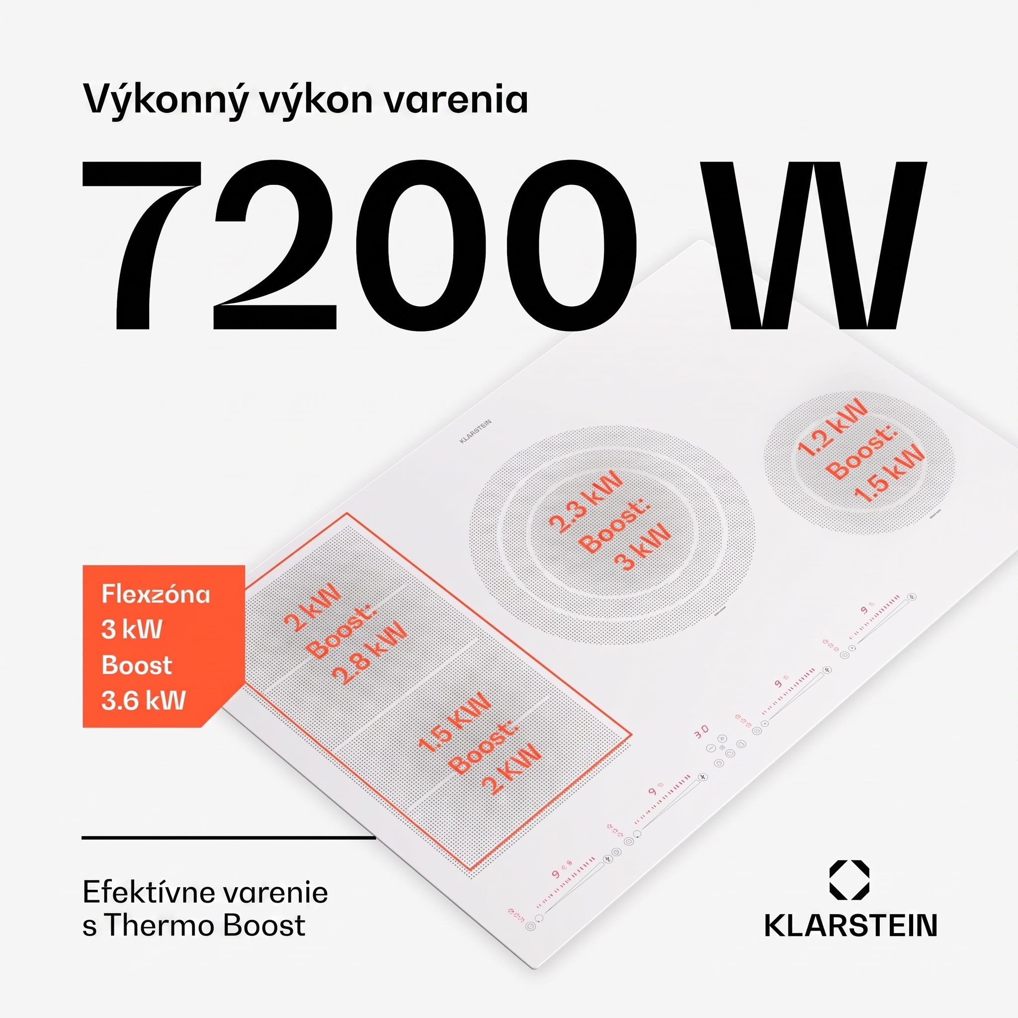 Klarstein Masterzone 77 Hybrid, indukčná varná doska, max. 7200 W, vstavaná, 4 Flex zóny, technológia ThermoBoost, Smart Flex – Obrázok 3