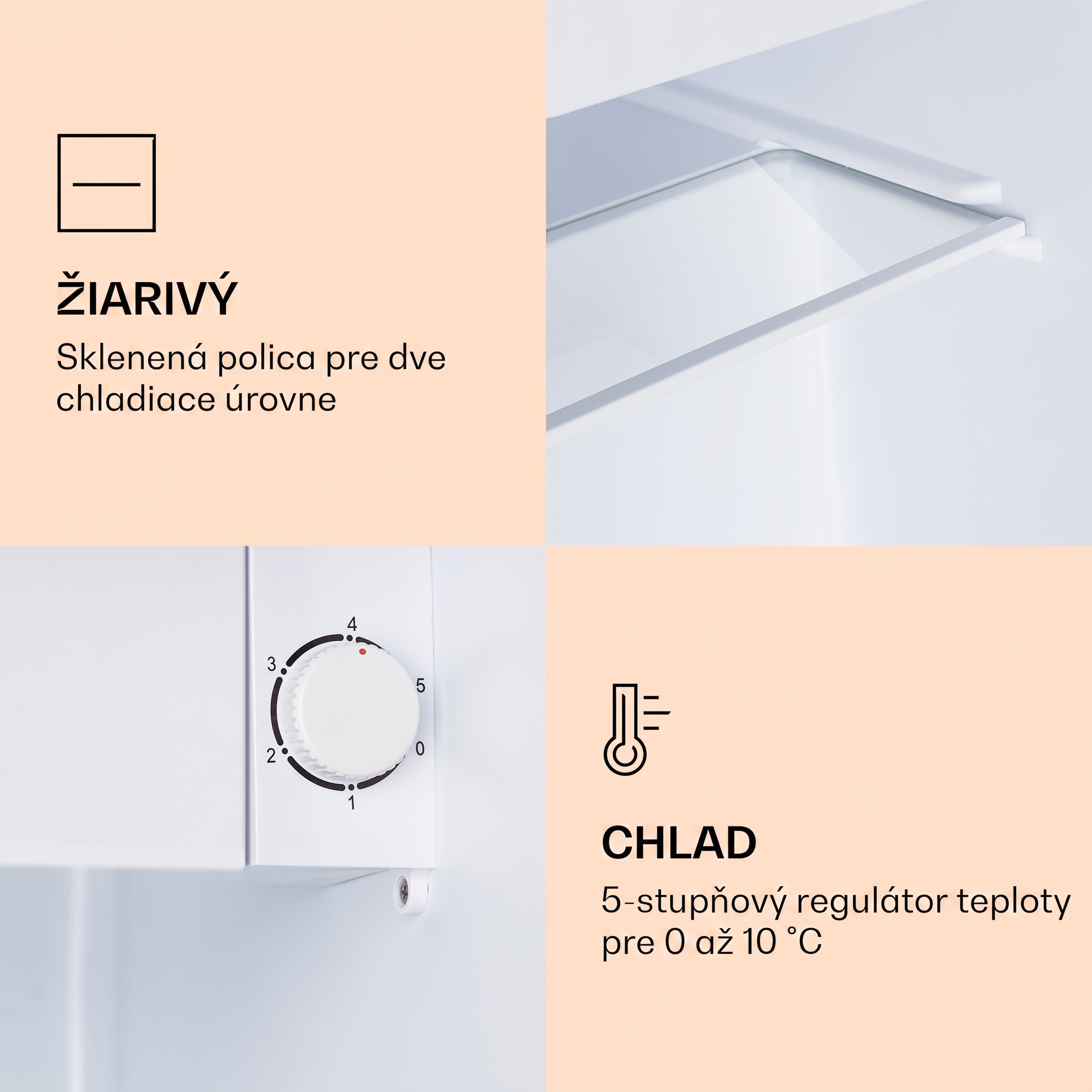 Klarstein CoolArt 45L, mini chladnička, EEK E, s mraziacim priestorom 1,5 l, dizajnové dvere – Obrázok 5