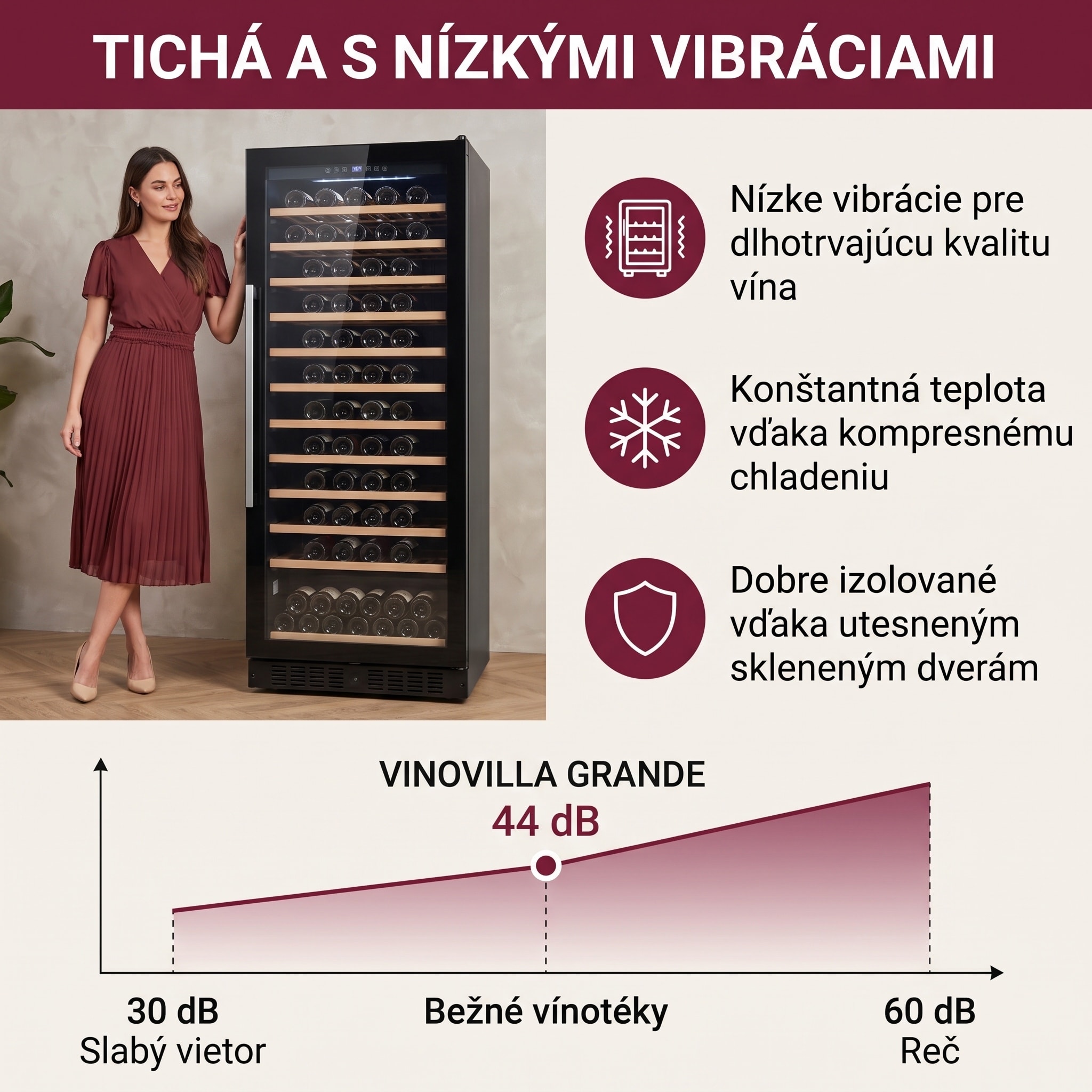 Klarstein Vinovilla Grande 165 Built-in Uno, chladnička na víno, 425 l, 165 fl. Sklenené dvere – Obrázok 4