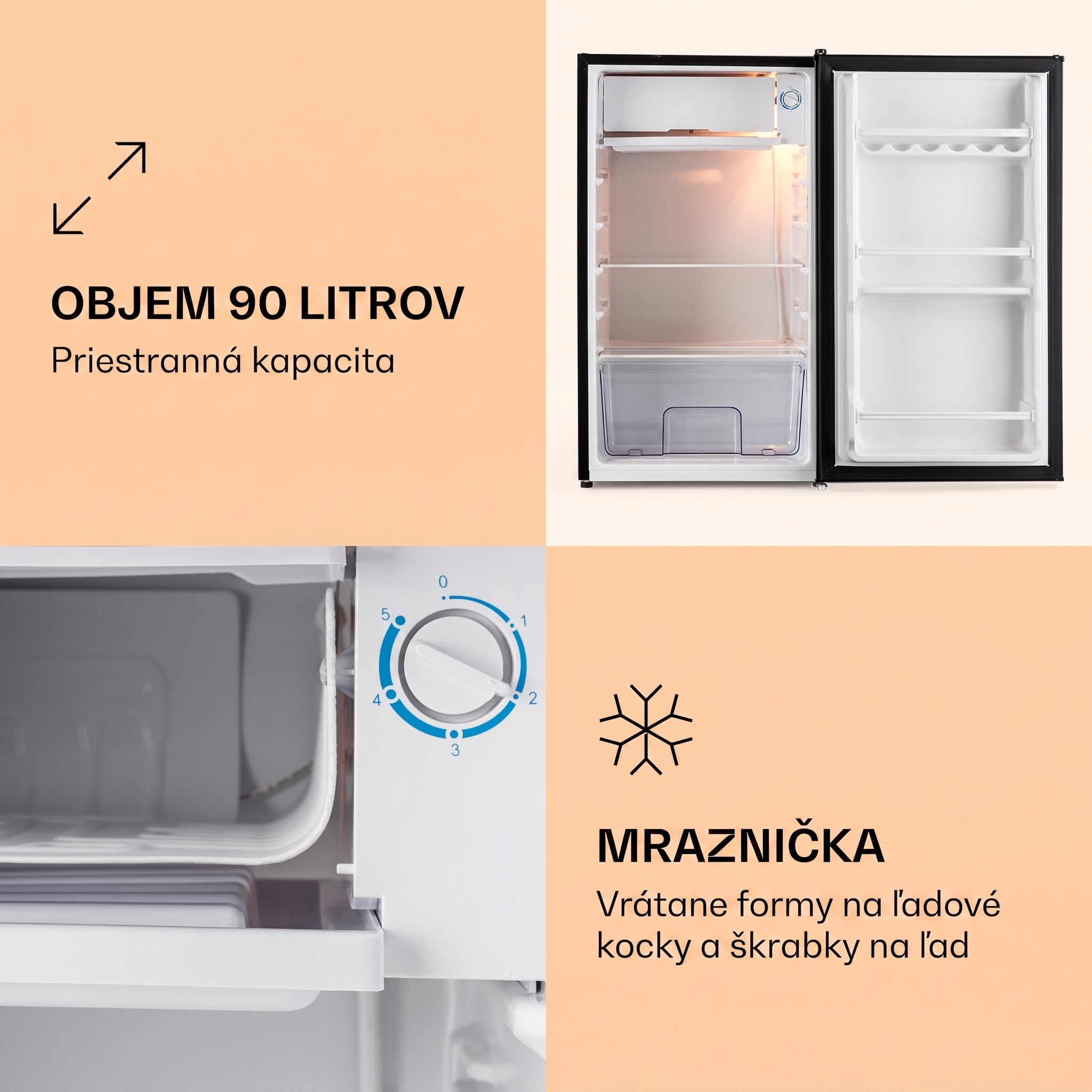 Klarstein Alleinversorger, chladnička, 91 l, energet. trieda F, 2 poschodia mraziaceho priečinku, čierna – Obrázok 3