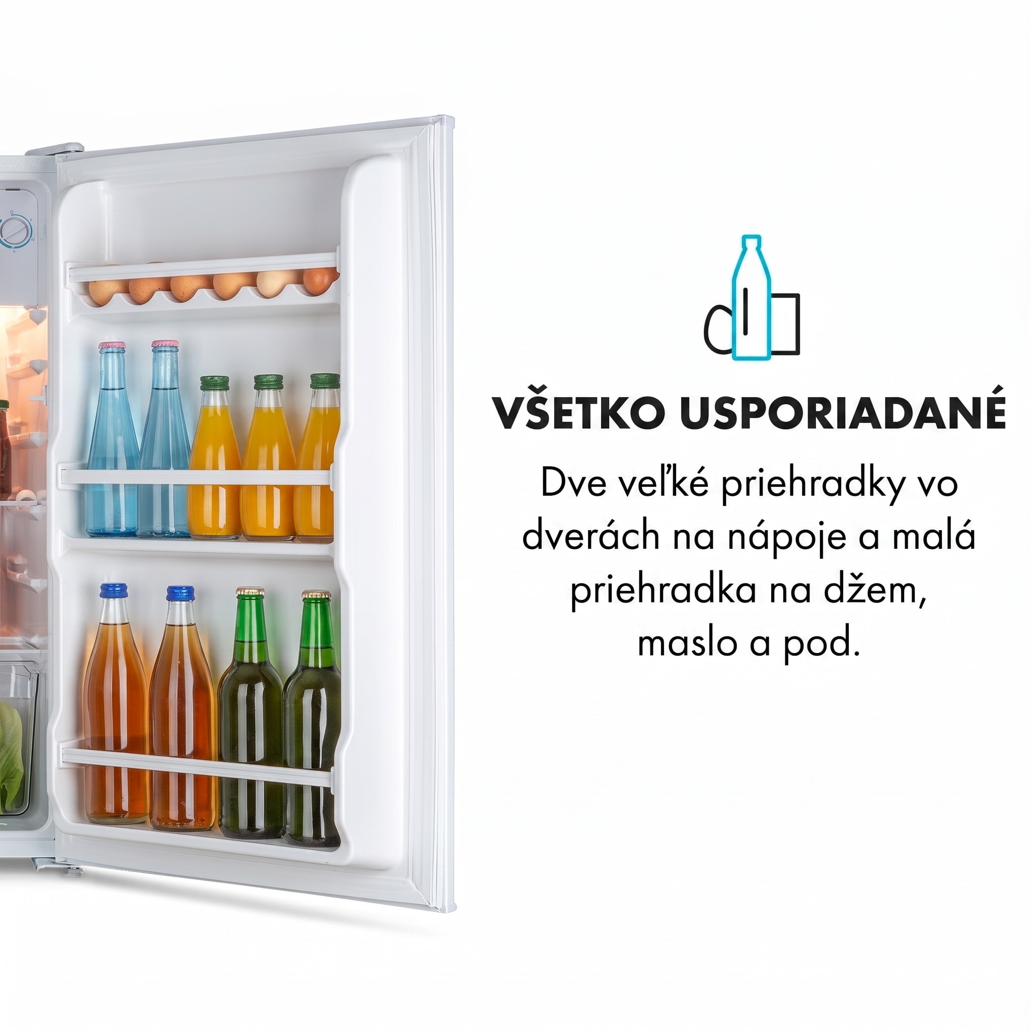 Klarstein Spitzbergen Uni, chladnička, 91 l, mraziaci priečinok 10 l, energet. trieda F, biela – Obrázok 5