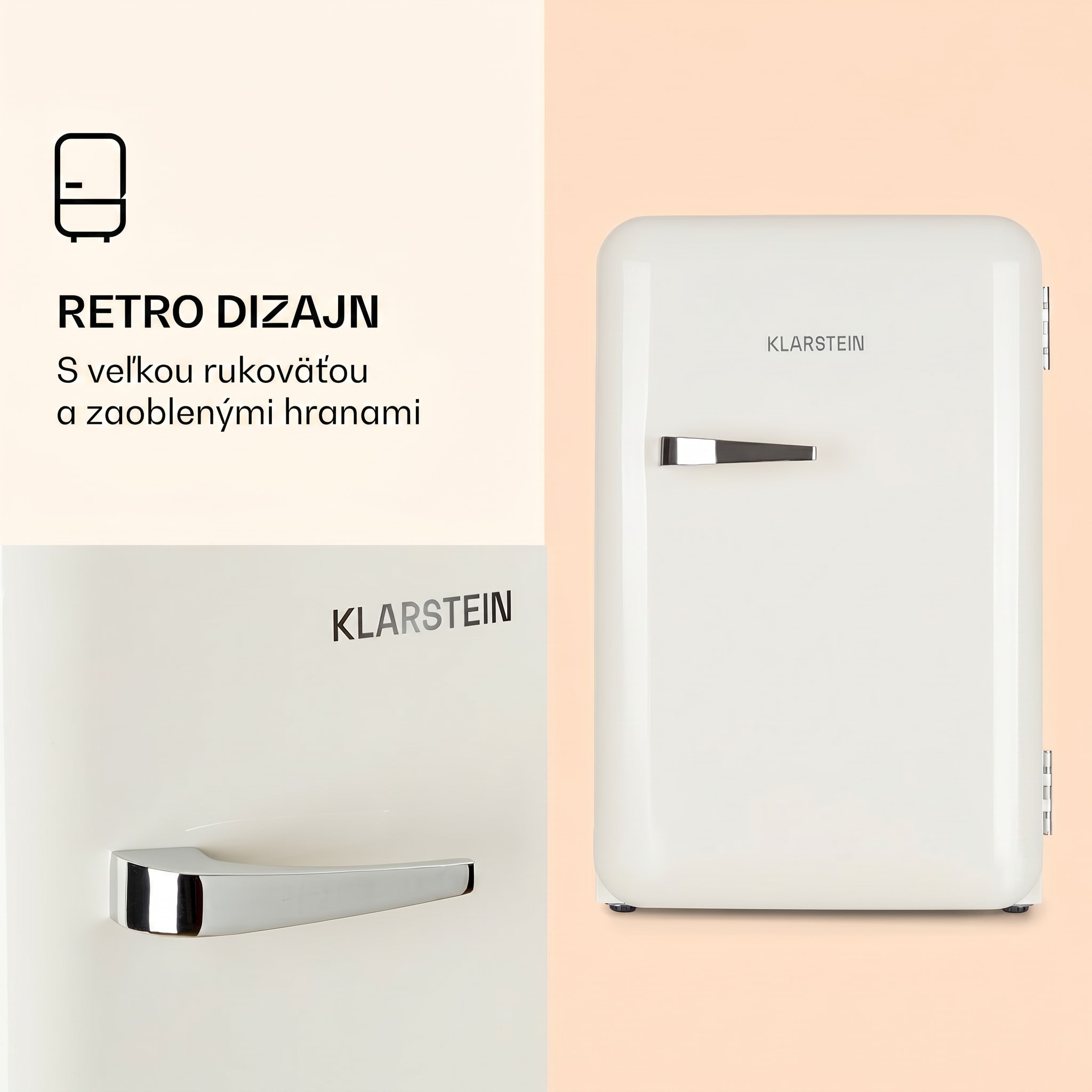 Klarstein Audrey, retro chladnička, 70 l, 3 police, 2 priehradky vo dverách, vnútorné osvetlenie – Obrázok 3