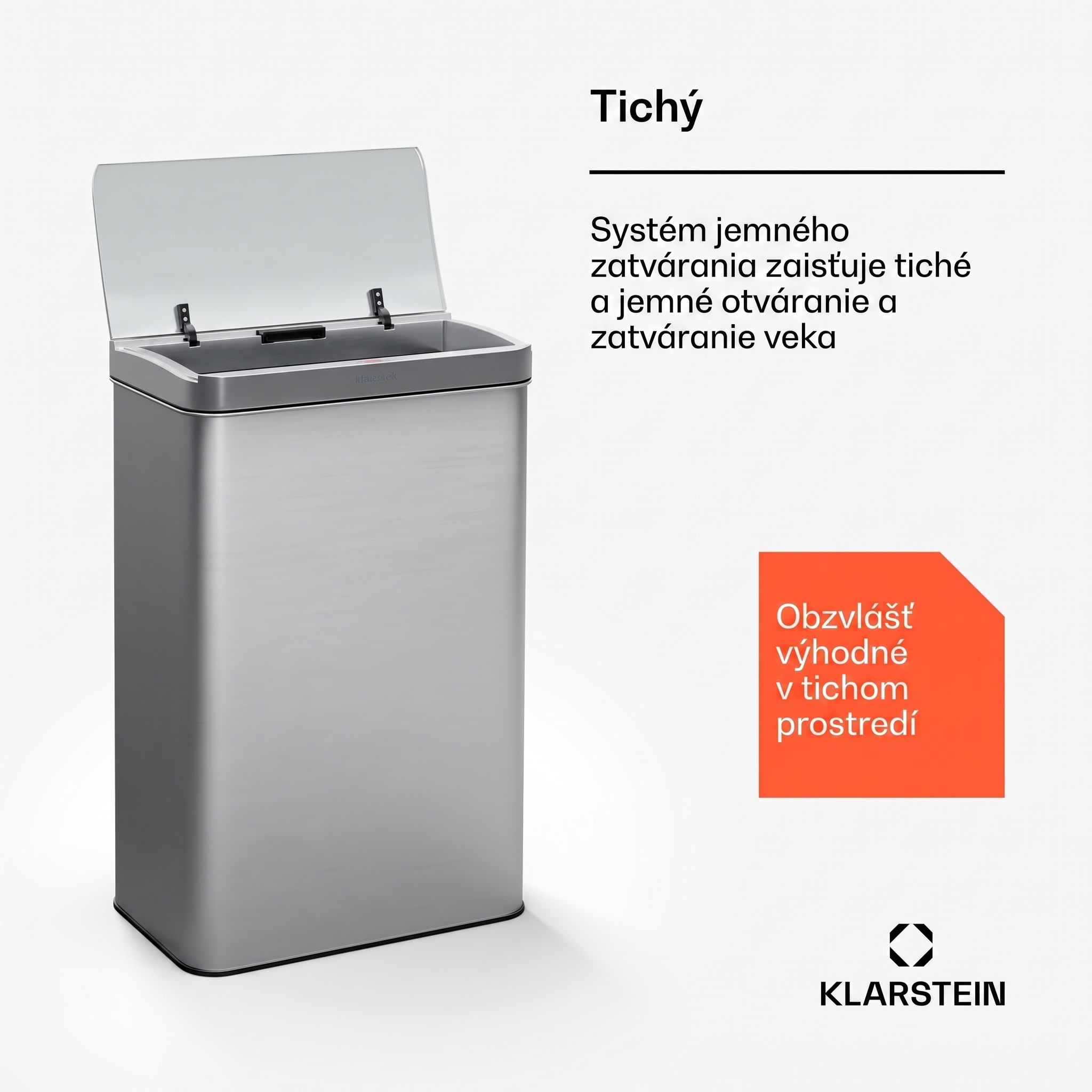 Klarstein Touchless, senzorový odpadkový kôš, 50 l, z nehrdzavejúcej ocele, Soft-Close zatváranie, napájaný batériou, LED displej, časovač – Obrázok 5