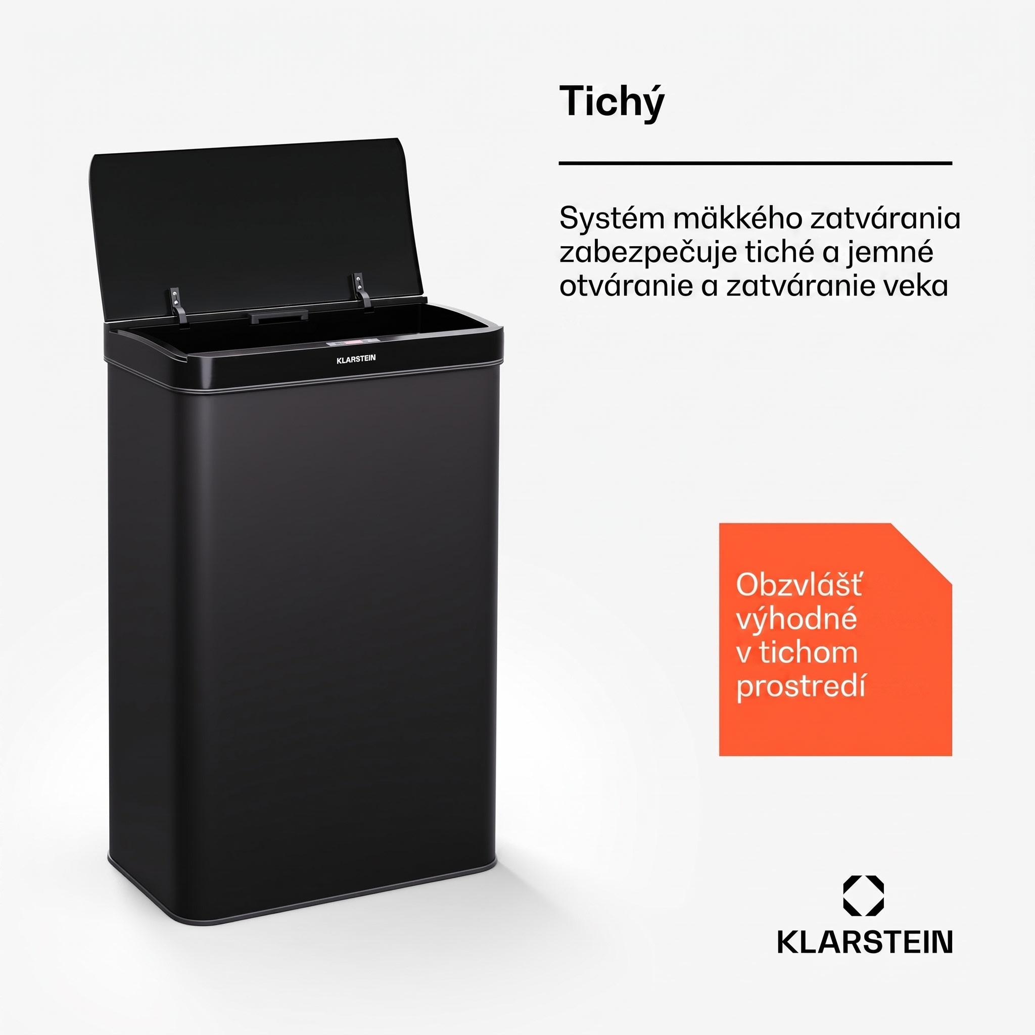 Klarstein Touchless, senzorový odpadkový kôš, 60 l, z nehrdzavejúcej ocele, Soft-Close zatváranie, napájaný batériou, LED displej, časovač – Obrázok 5