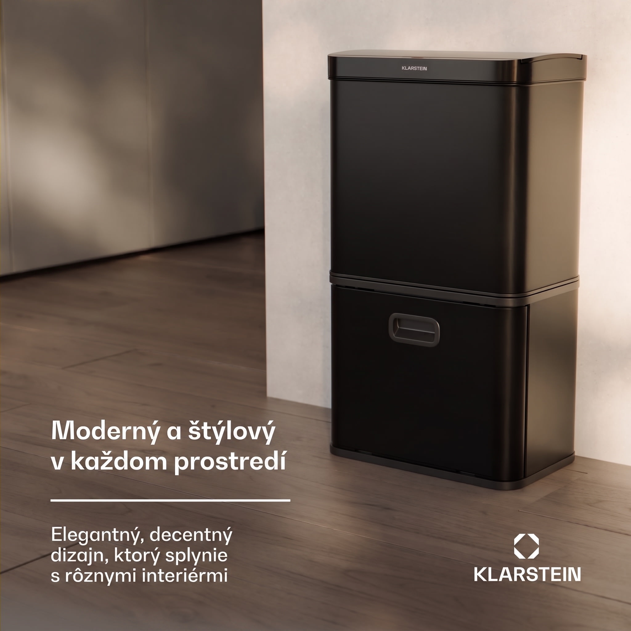Klarstein Bezdotykový senzorový odpadkový kôš 56L nerez, soft-close, 3 nádoby, LED displej, časovač – Obrázok 5