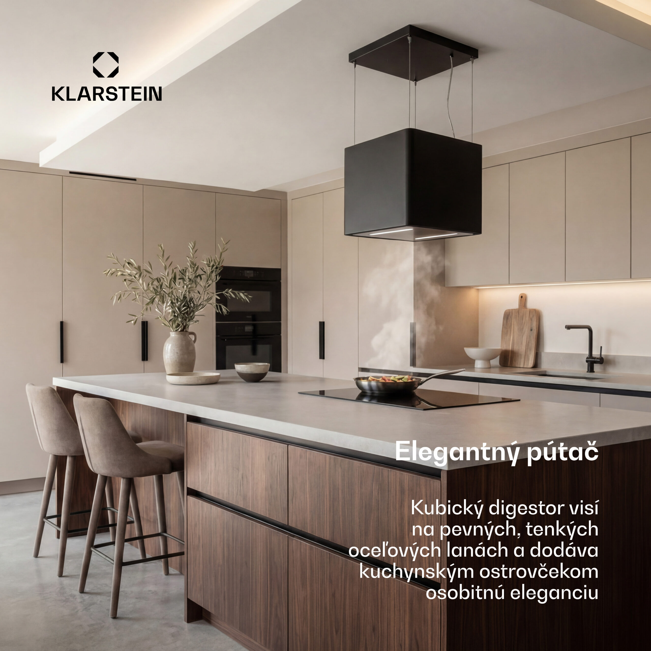 Klarstein Nexture voľne visiaca ostrovná digestorová kapucňa | A++ | 40 cm | 661 m³/h | čierna – Obrázok 2